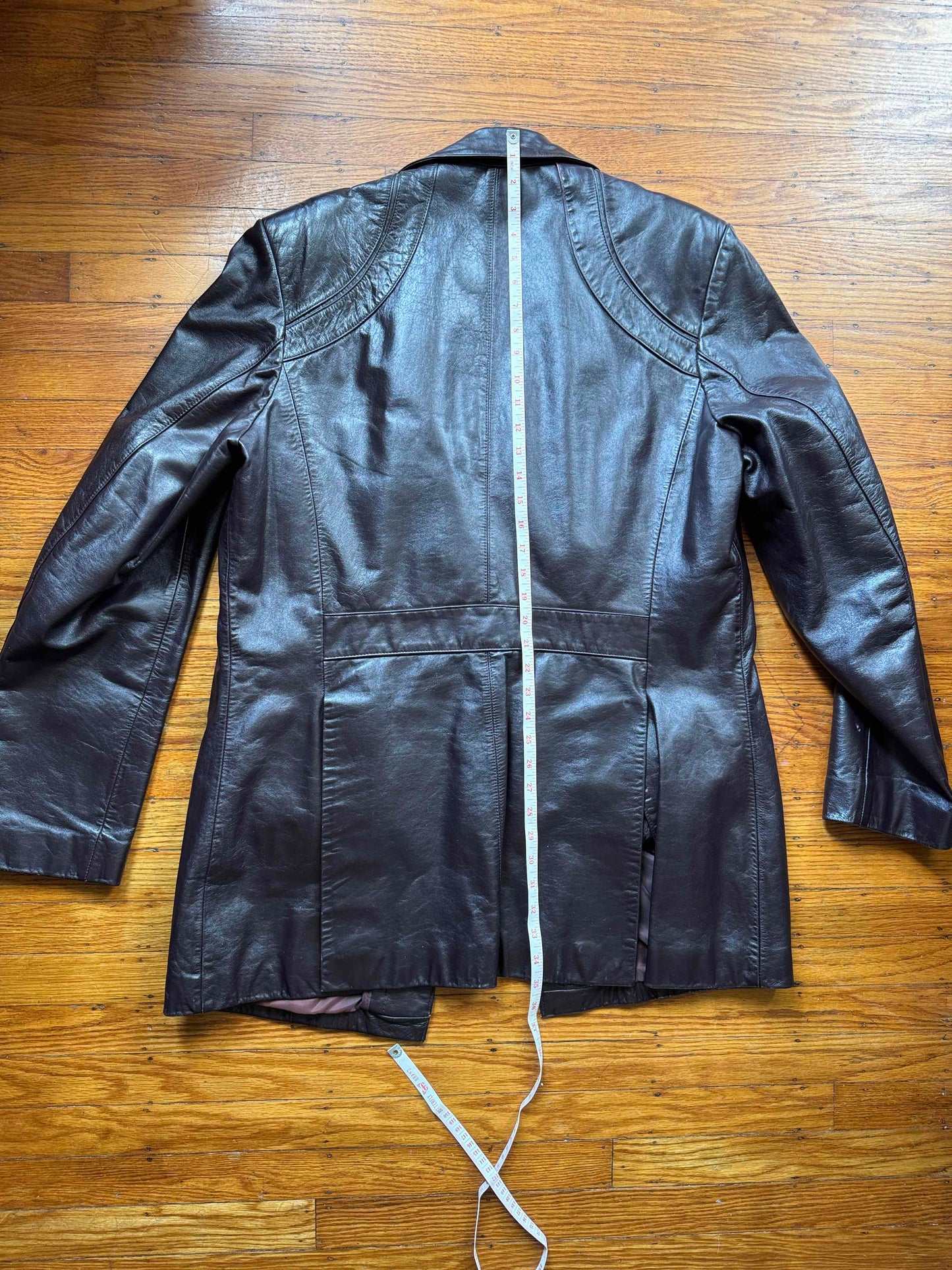 Men's 1970's Dark Brown Vintage Leather Jacket, L 42