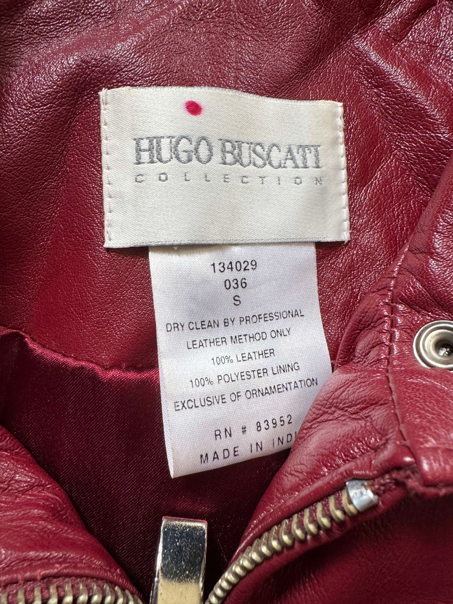 Women's Red Leather Vintage Cafe Racer Jacket, Size S