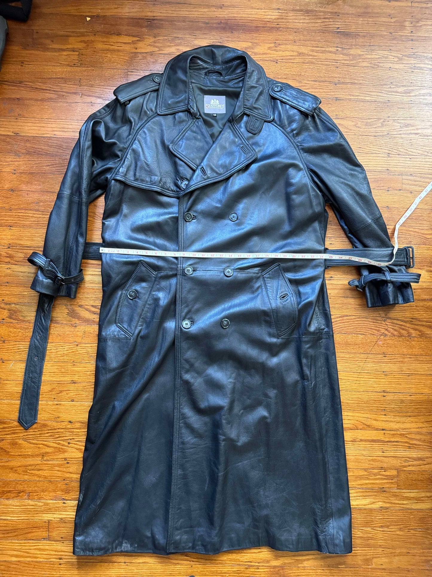 Men's Leather Trench Coat Size L 42