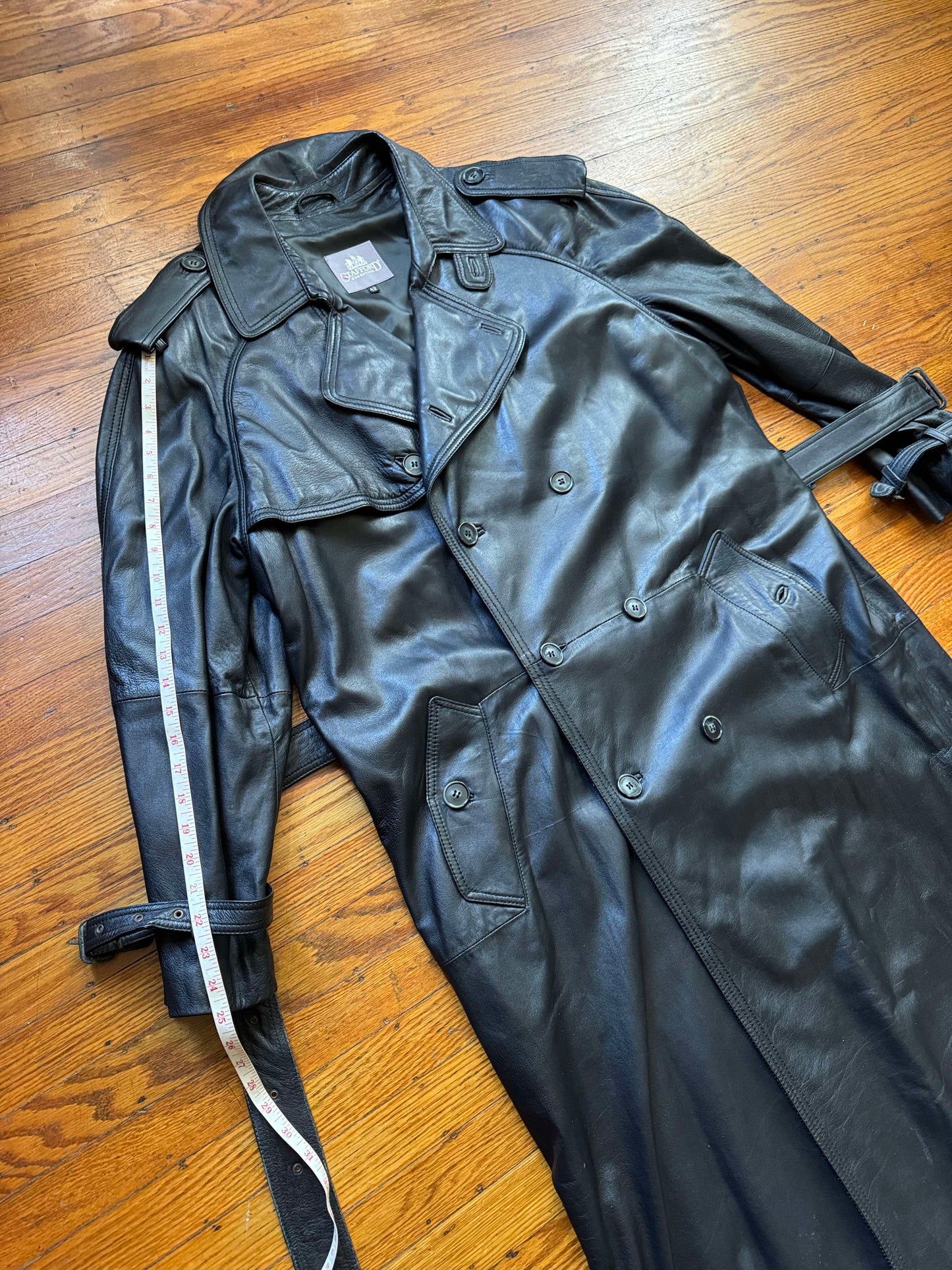 Men's Leather Trench Coat Size L 42
