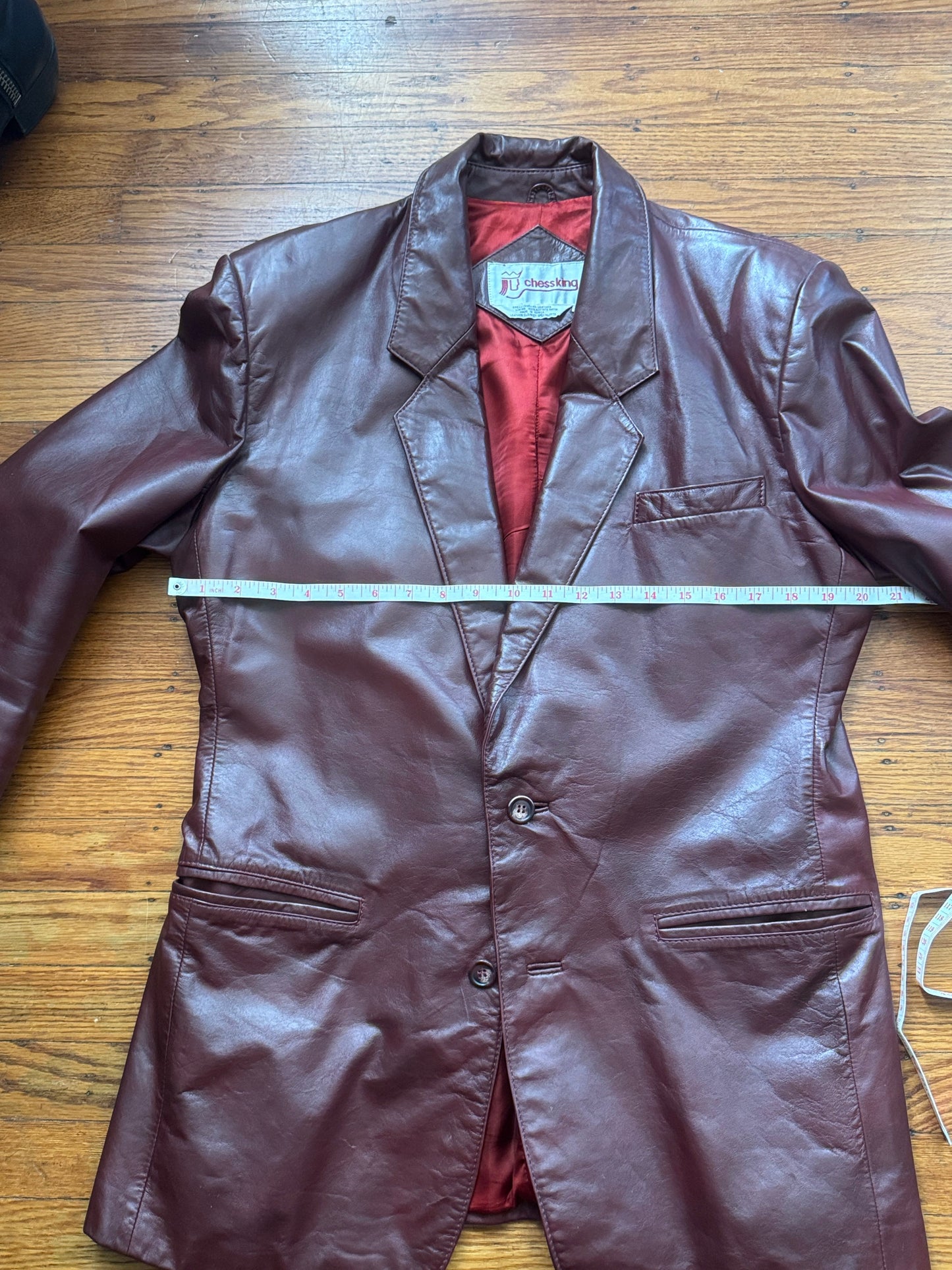 Men's Oxblood Vintage Leather Blazer, L 42