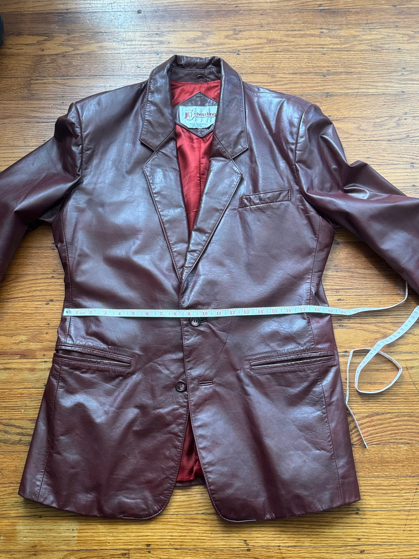 Men's Oxblood Vintage Leather Blazer, L 42