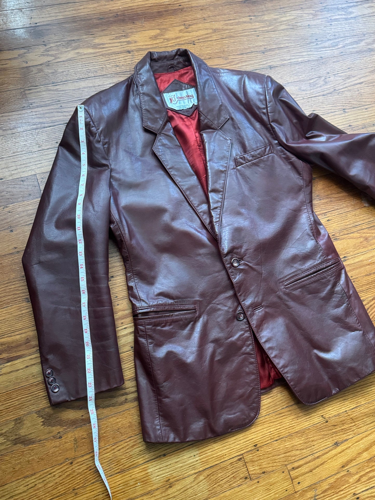 Men's Oxblood Vintage Leather Blazer, L 42