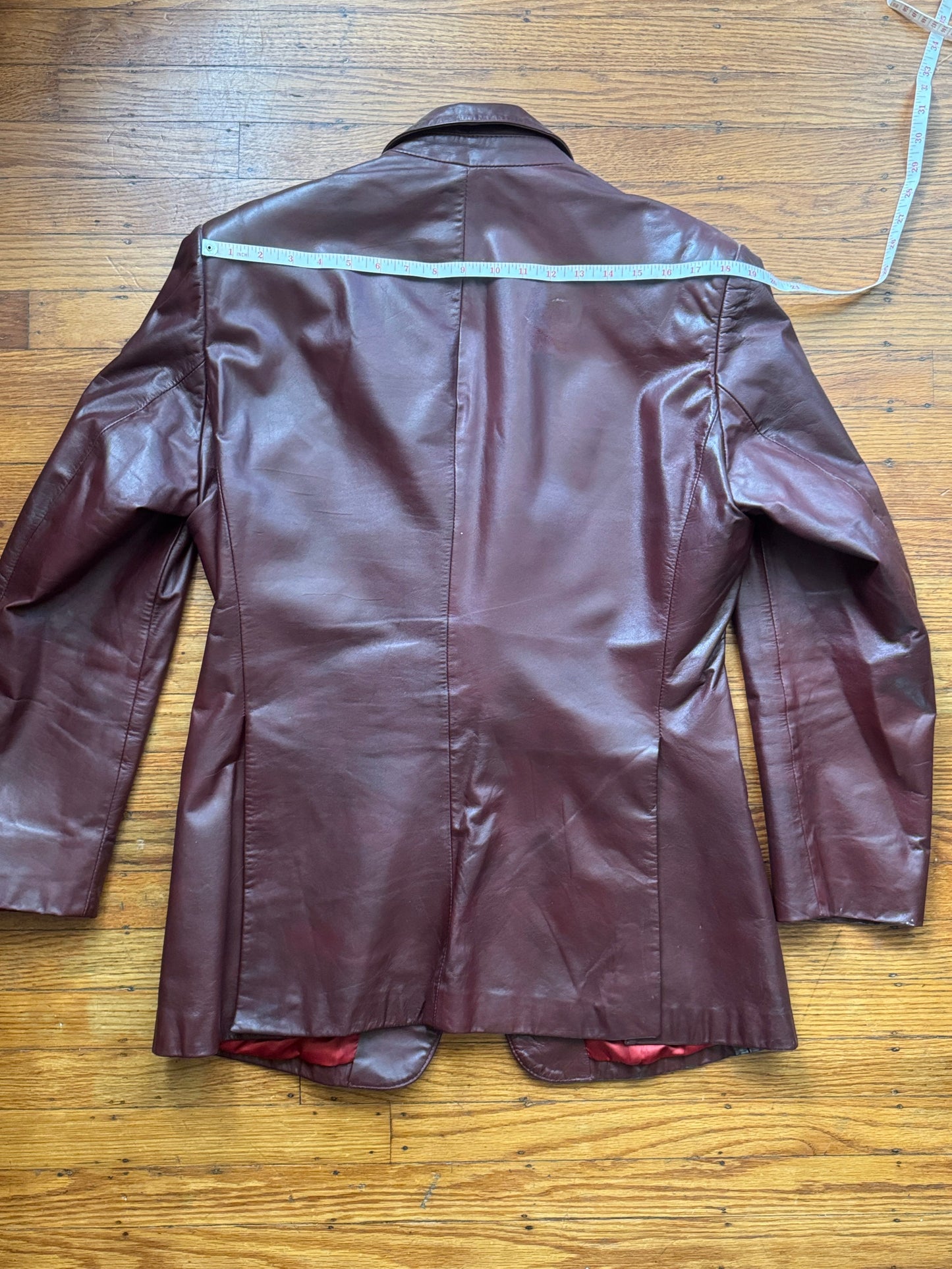 Men's Oxblood Vintage Leather Blazer, L 42