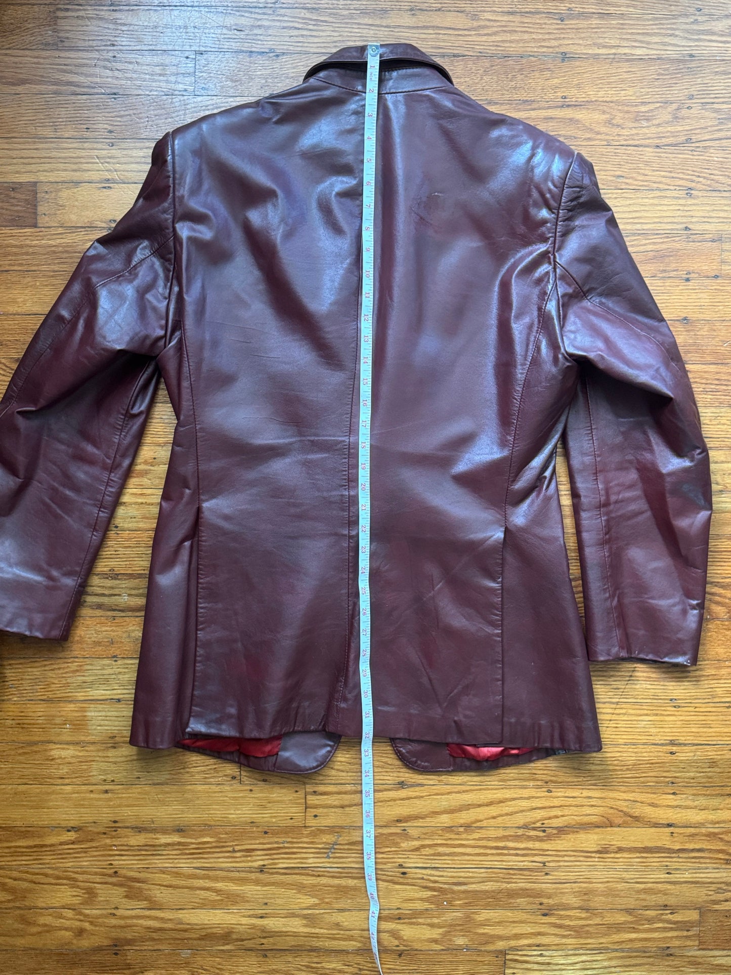 Men's Oxblood Vintage Leather Blazer, L 42