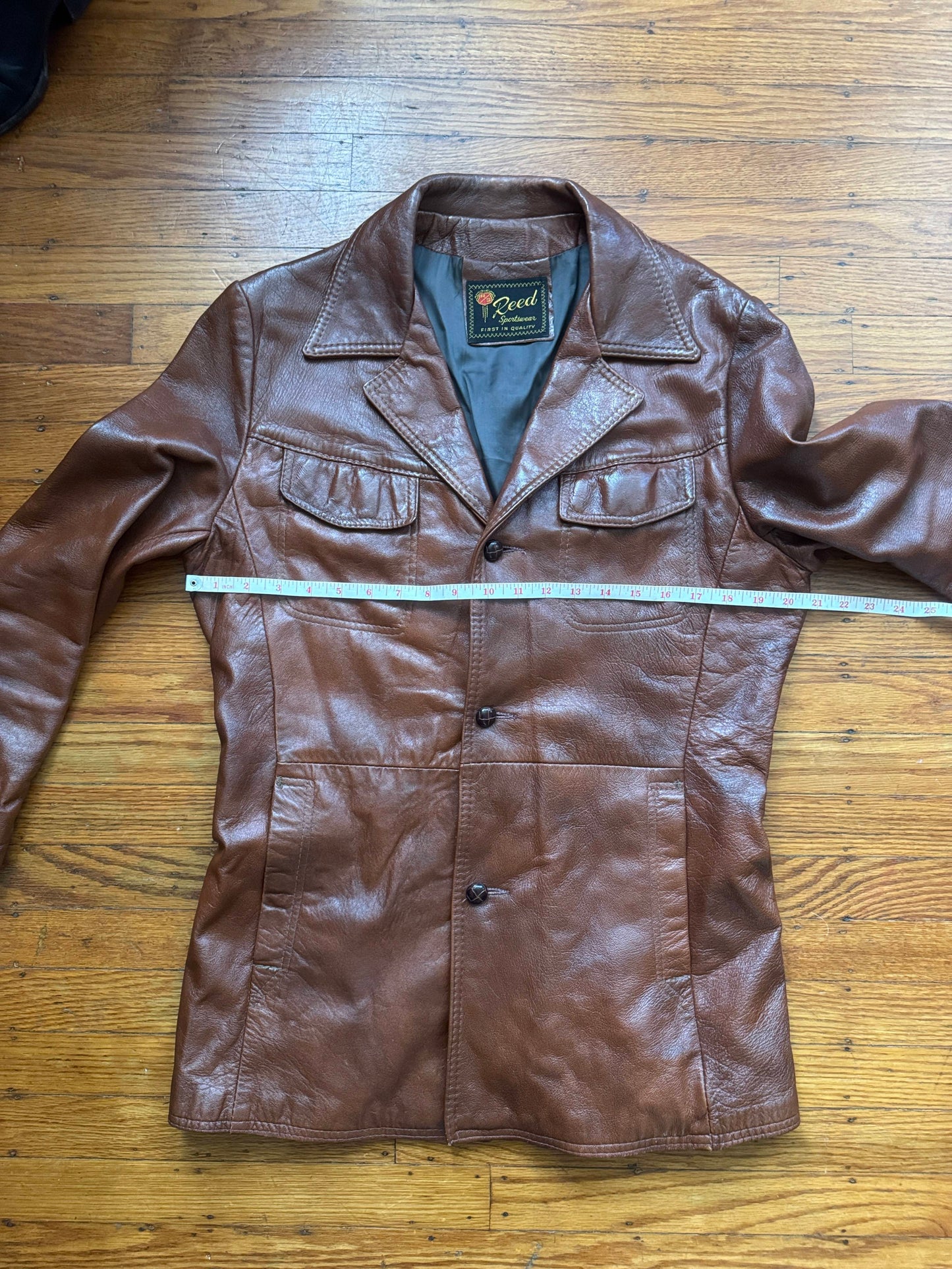 Men's 1970's Brown Vintage Leather Jacket, L 40
