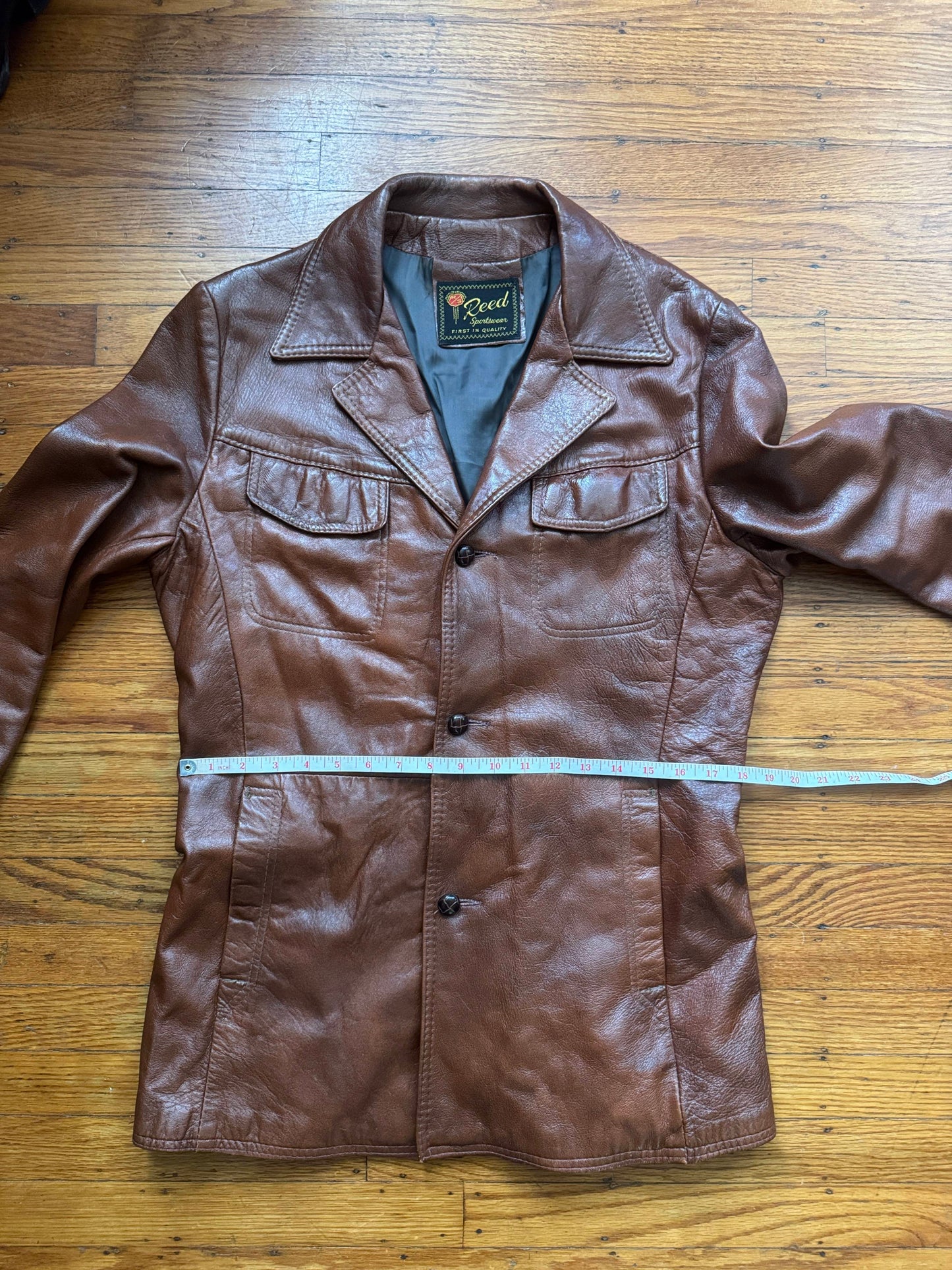 Men's 1970's Brown Vintage Leather Jacket, L 40