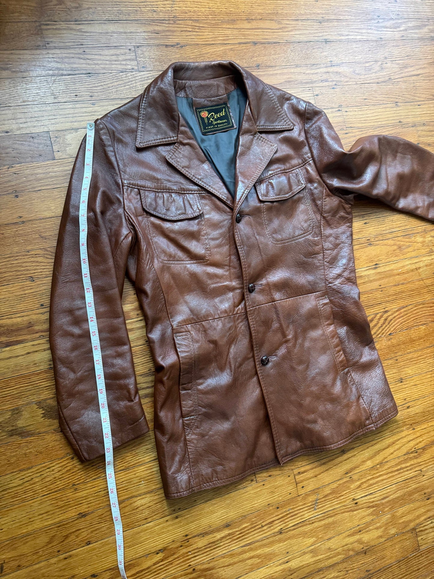 Men's 1970's Brown Vintage Leather Jacket, L 40