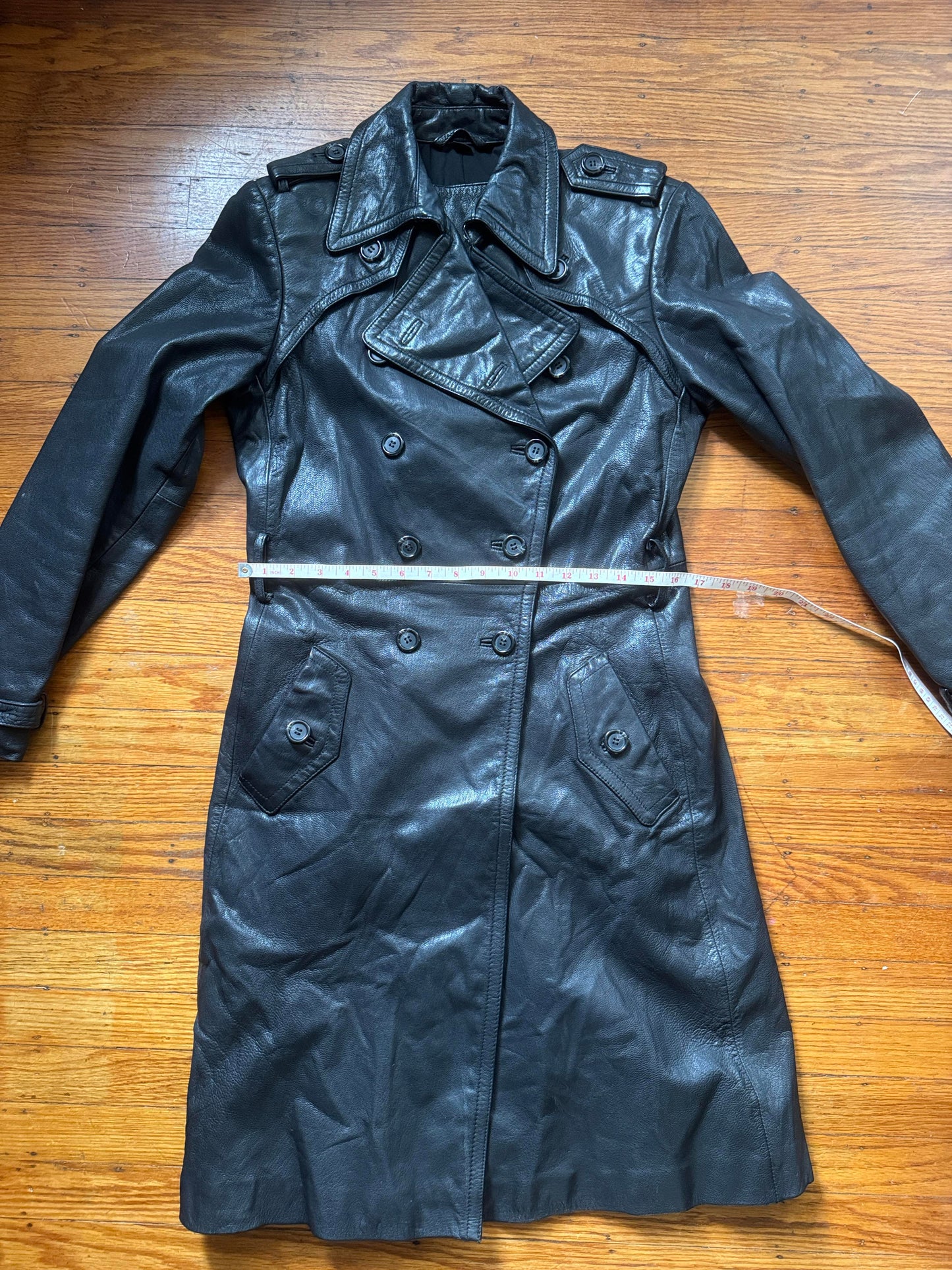 Women's Leather Trench Coat, M