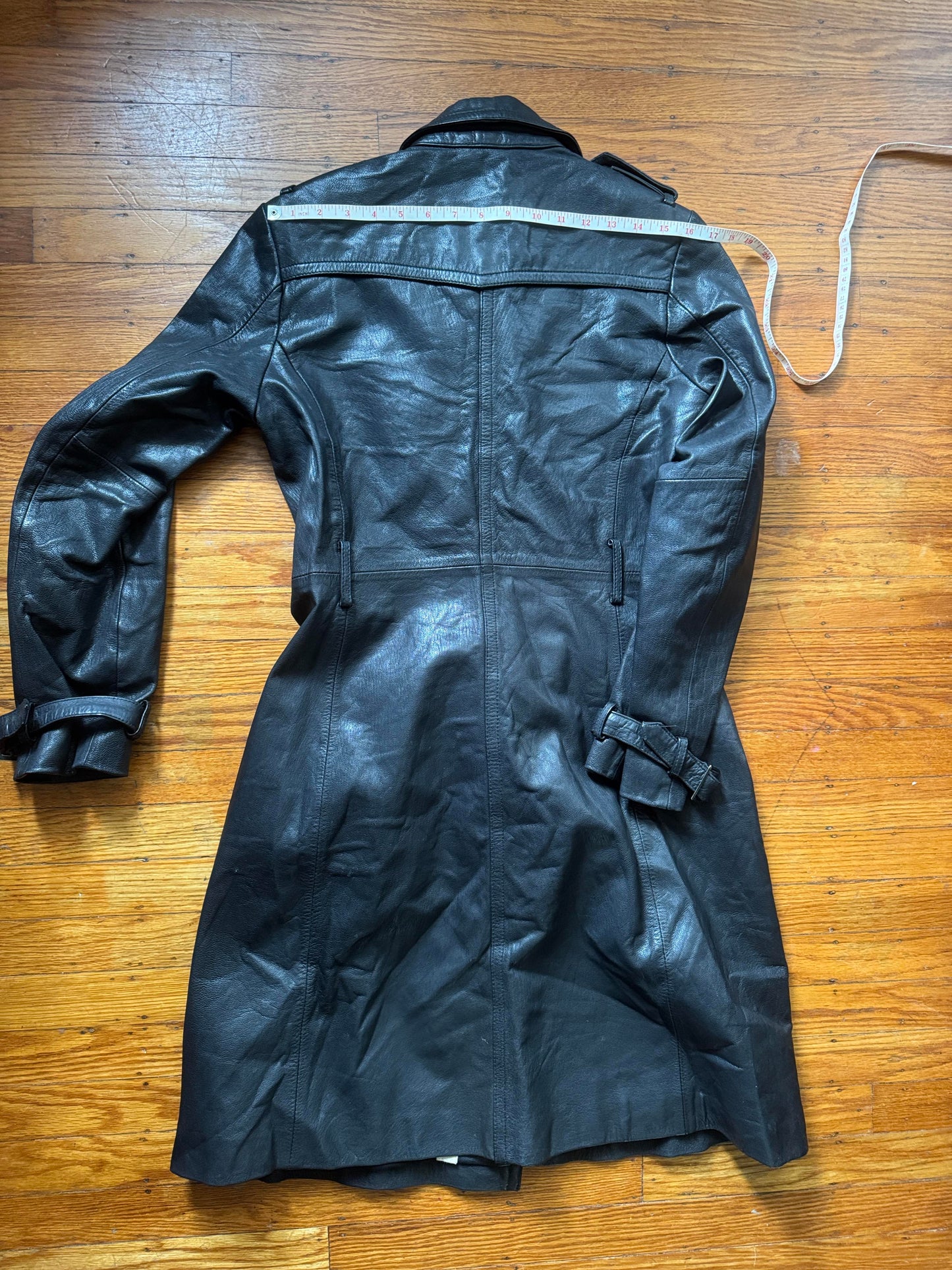 Women's Leather Trench Coat, M