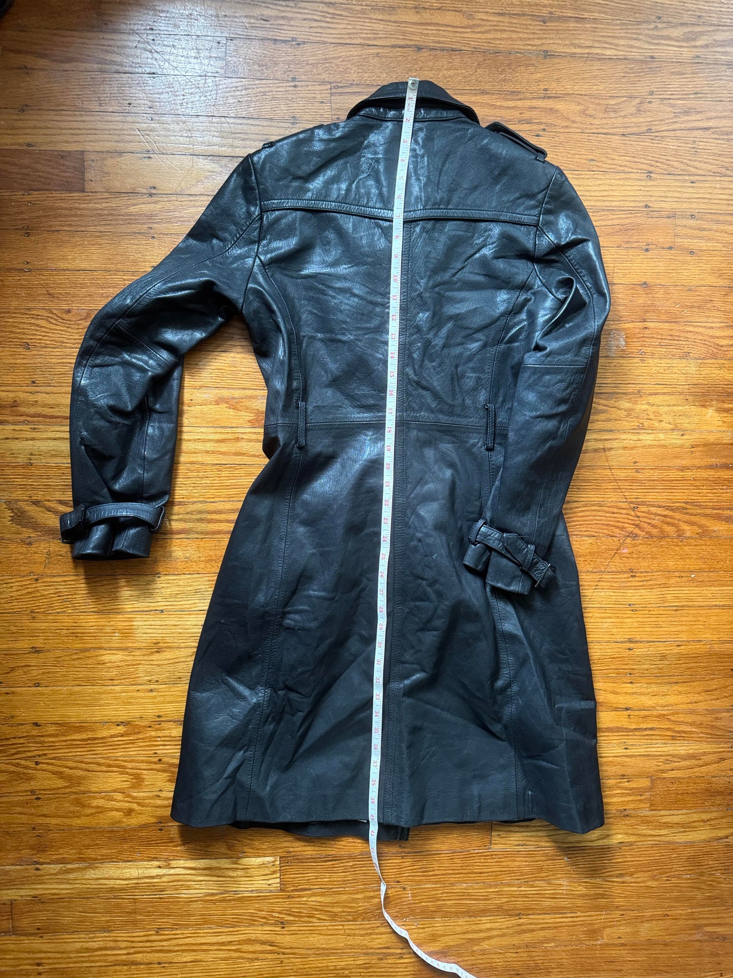 Women's Leather Trench Coat, M