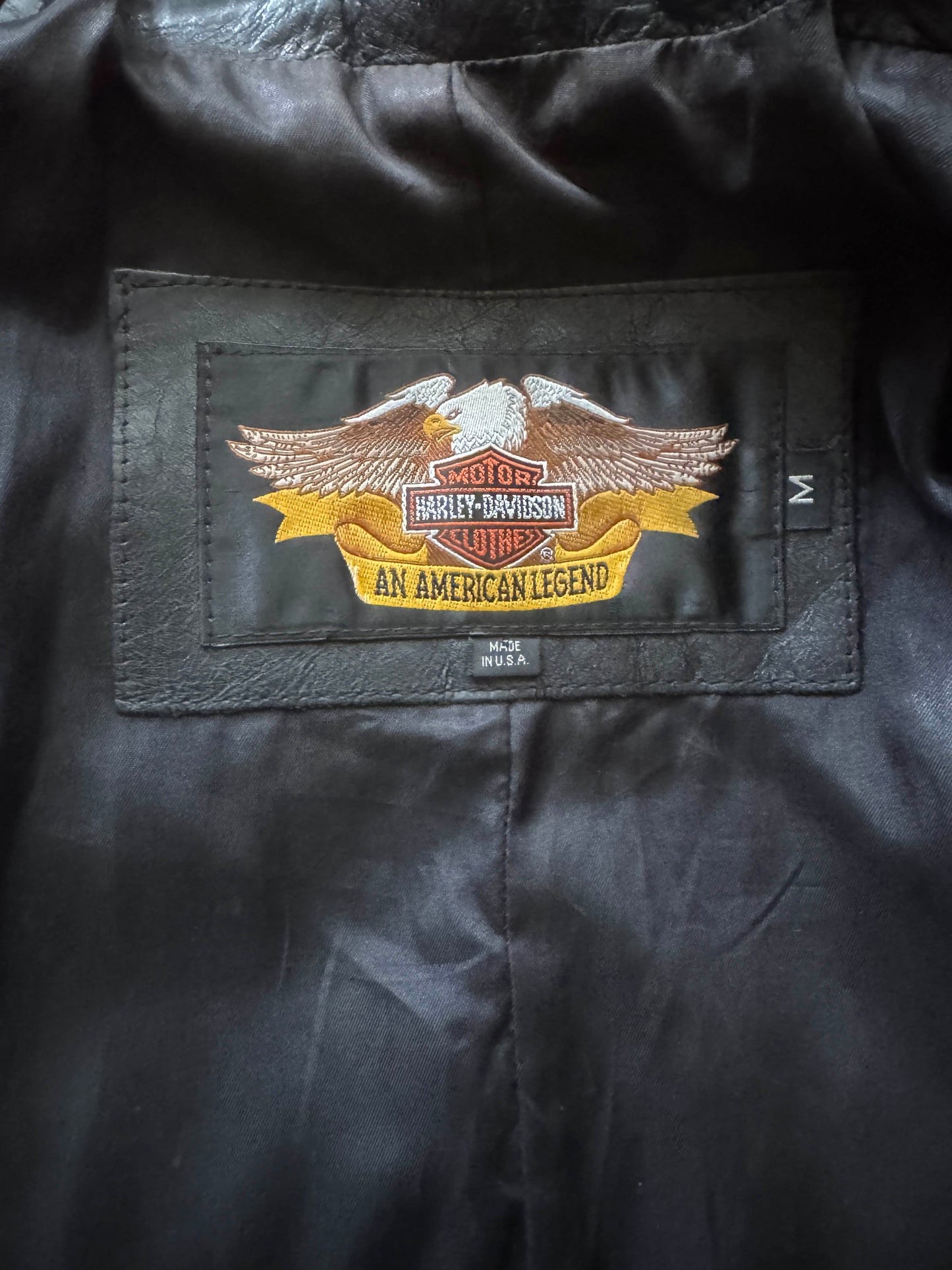 Men's Vintage Black Leather Motorcycle Jacket, M