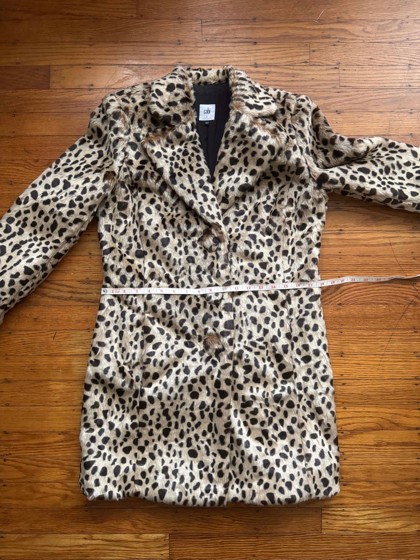 Women's Cheetah Print Faux Fur Coat, S