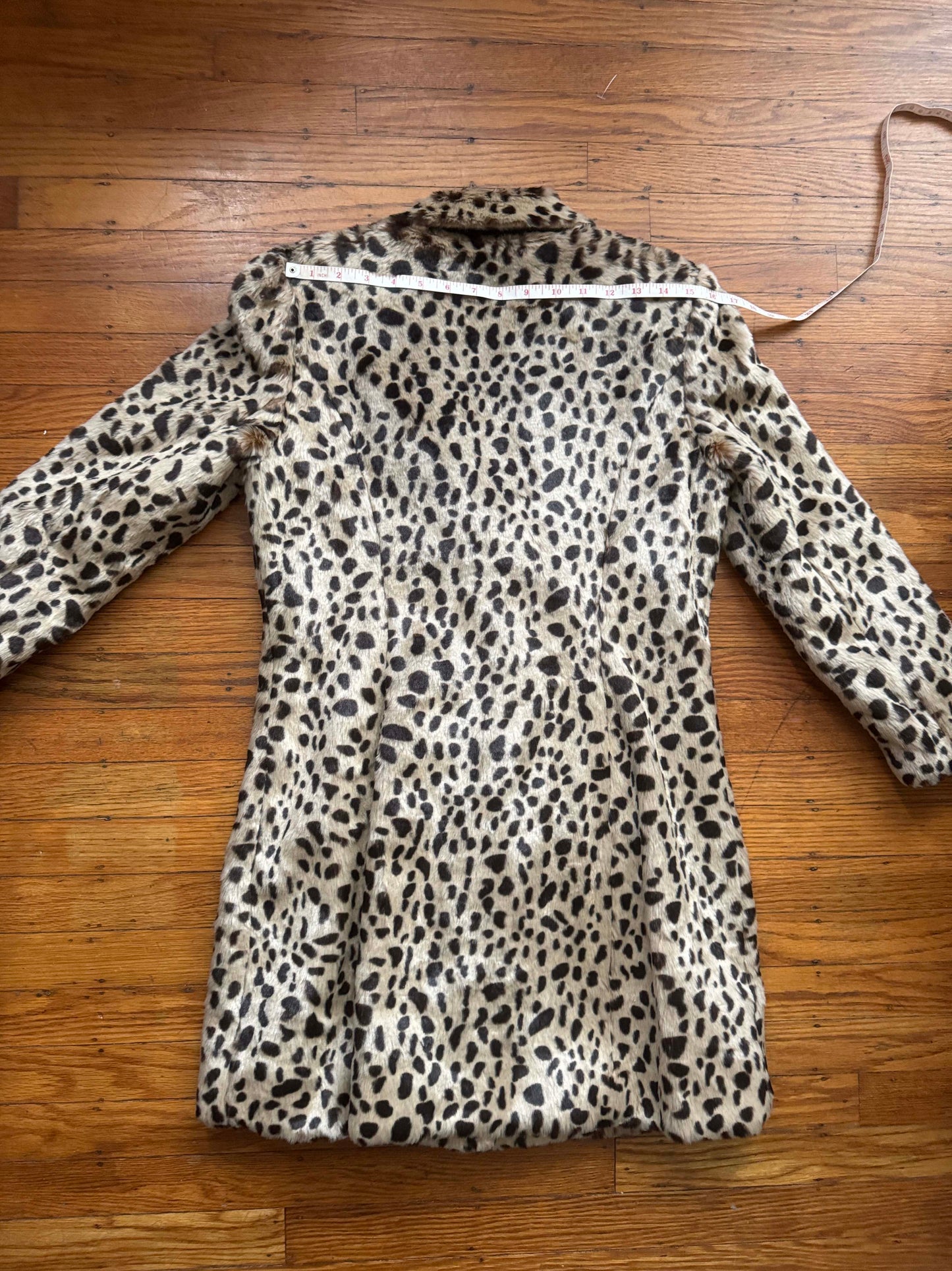 Women's Cheetah Print Faux Fur Coat, S