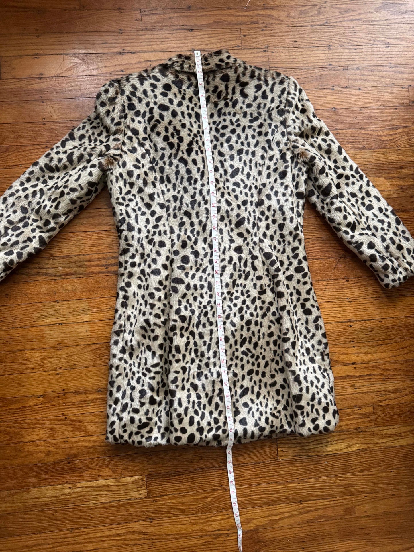 Women's Cheetah Print Faux Fur Coat, S
