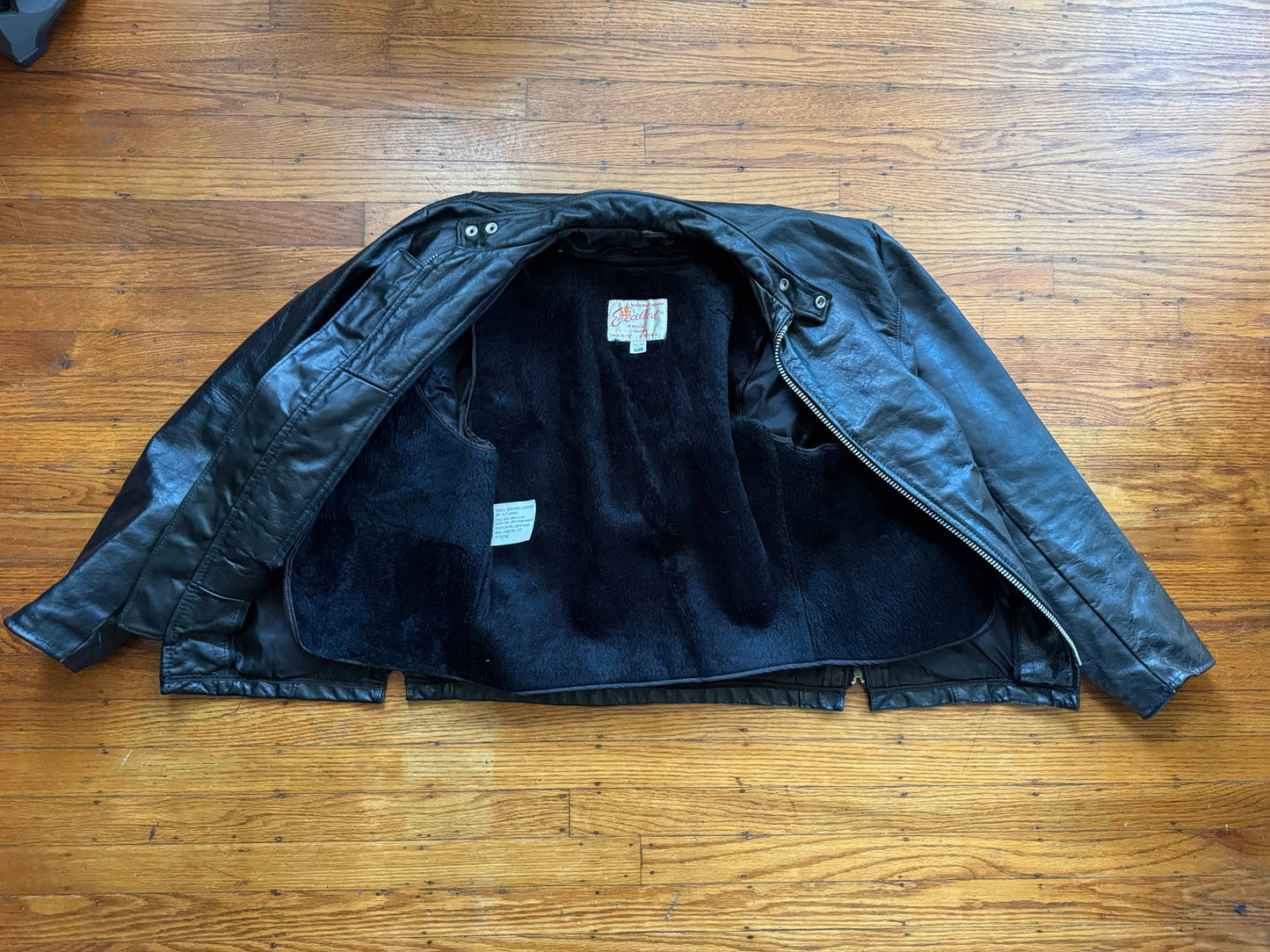 Men's Vintage Black Leather Cafe Racer Jacket, M/ 40R