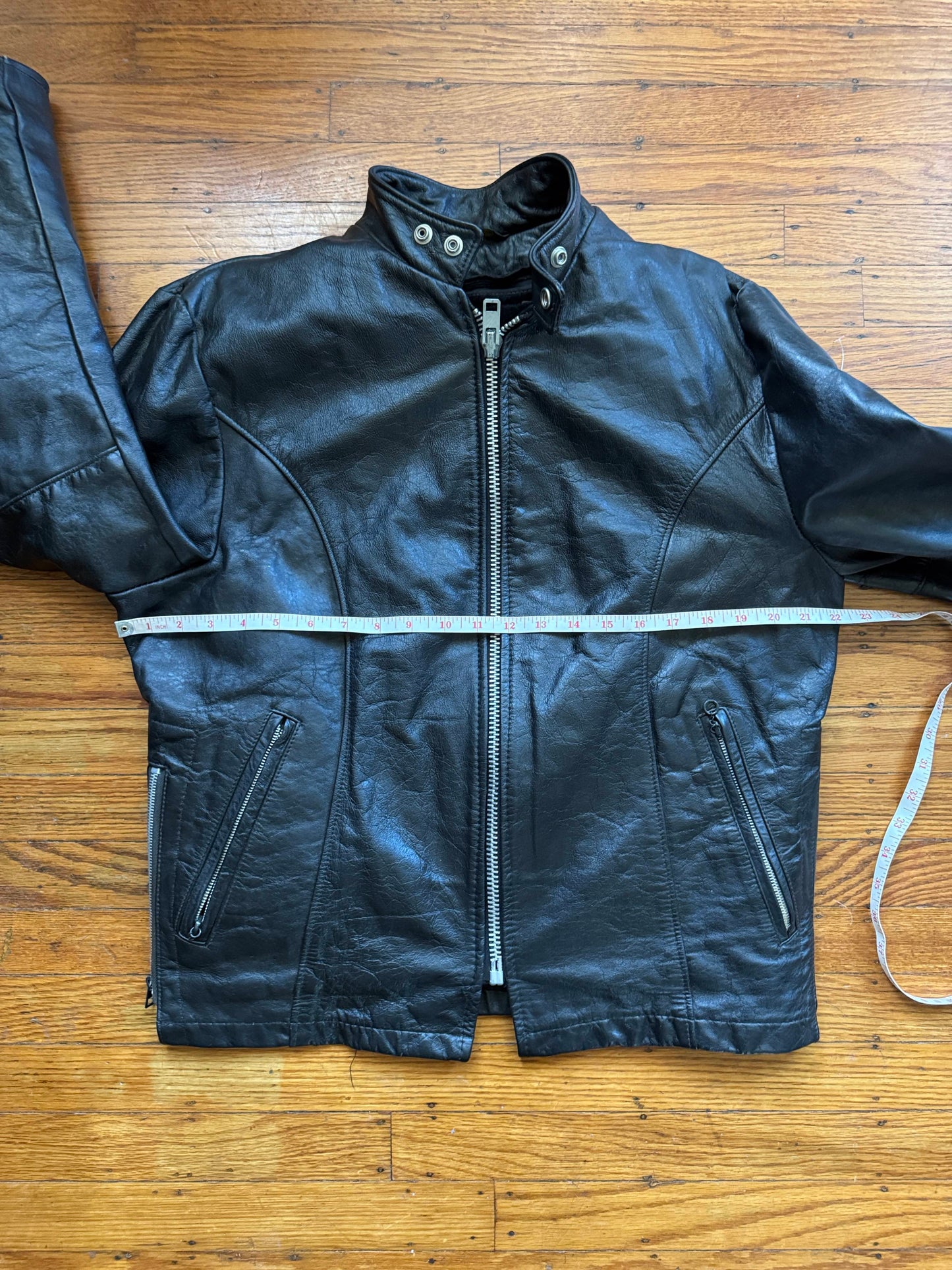 Men's Vintage Black Leather Cafe Racer Jacket, M/ 40R