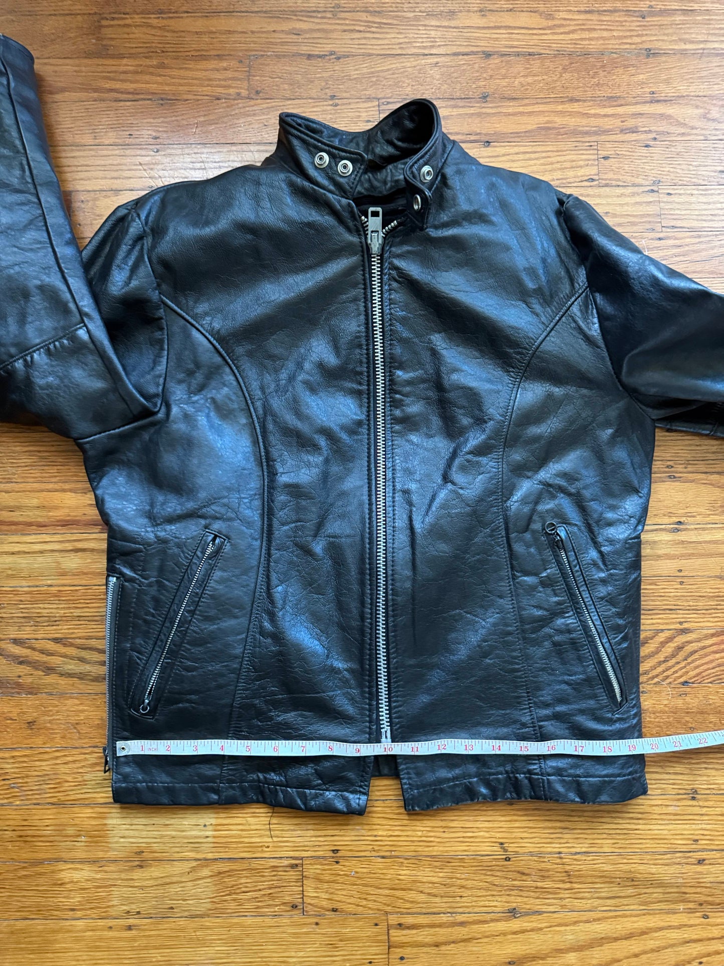 Men's Vintage Black Leather Cafe Racer Jacket, M/ 40R