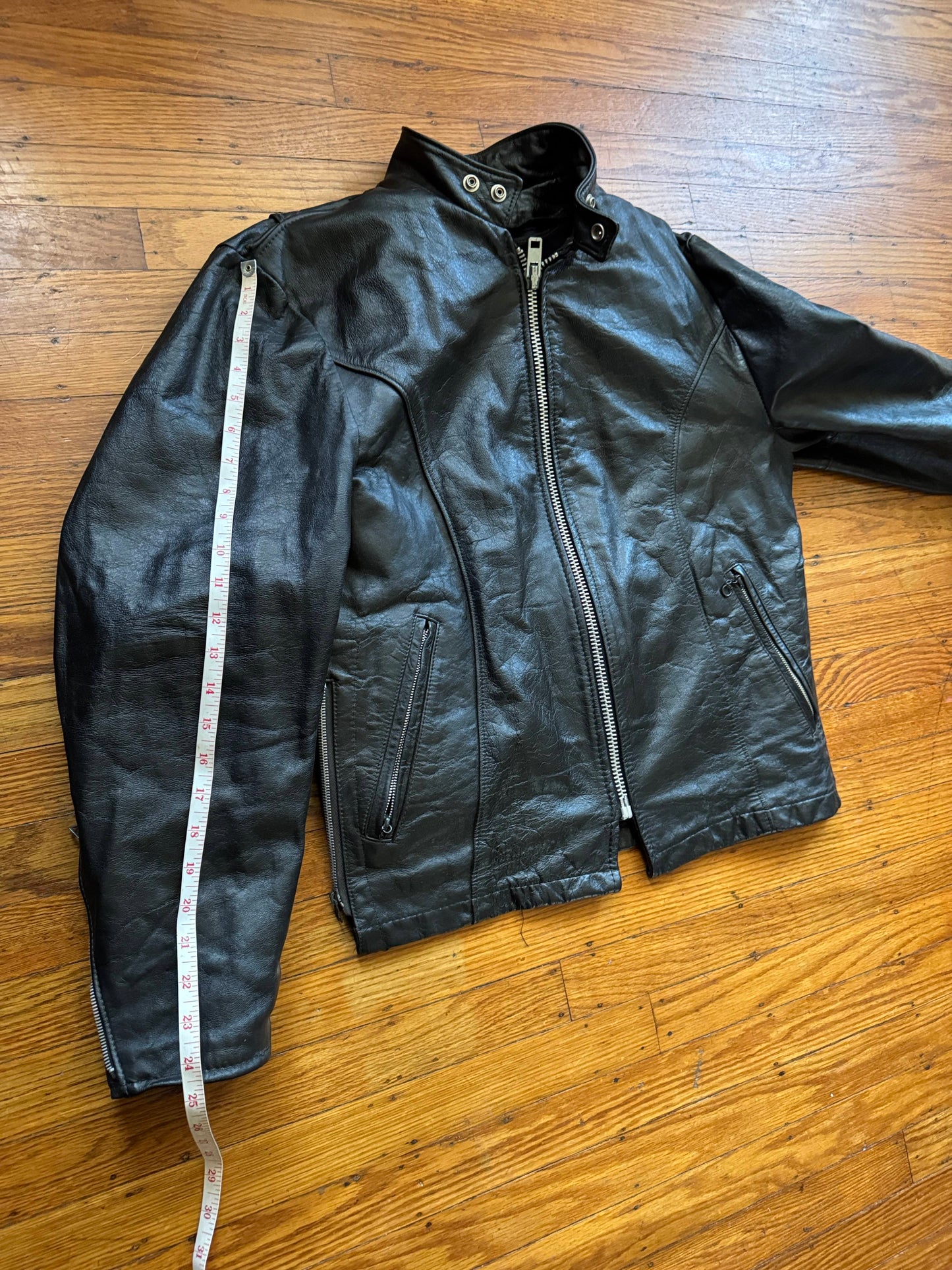 Men's Vintage Black Leather Cafe Racer Jacket, M/ 40R