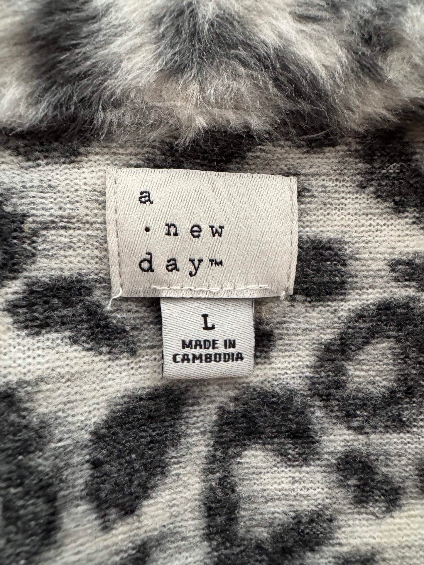 Leopard Print Faux Fur-felt Coat, L