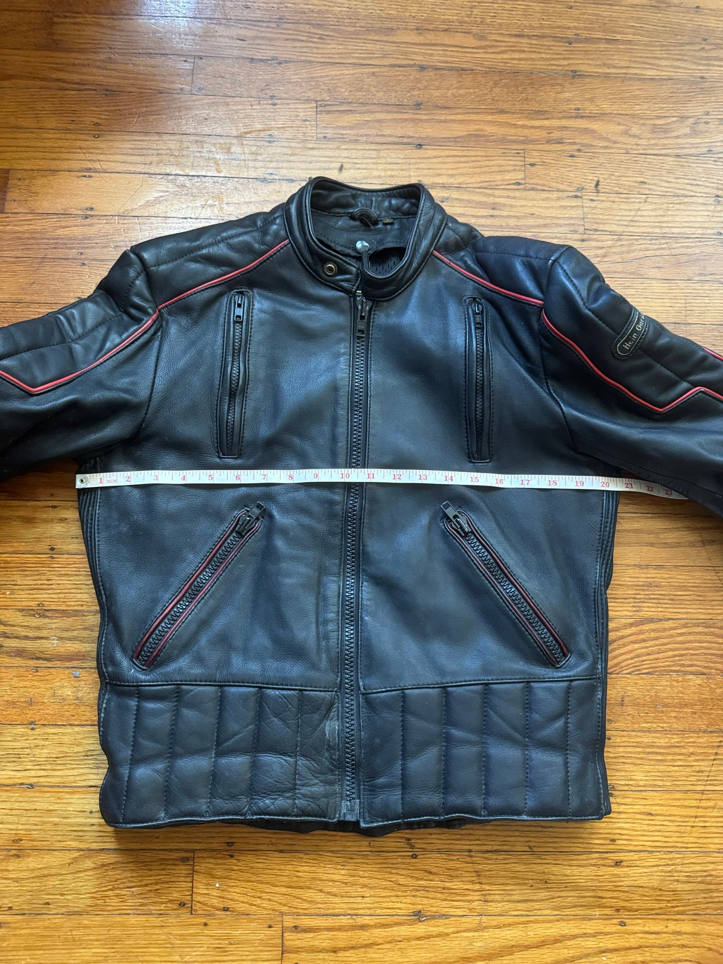 Men's Vintage Black Leather Motorcycle Jacket, M/ 40