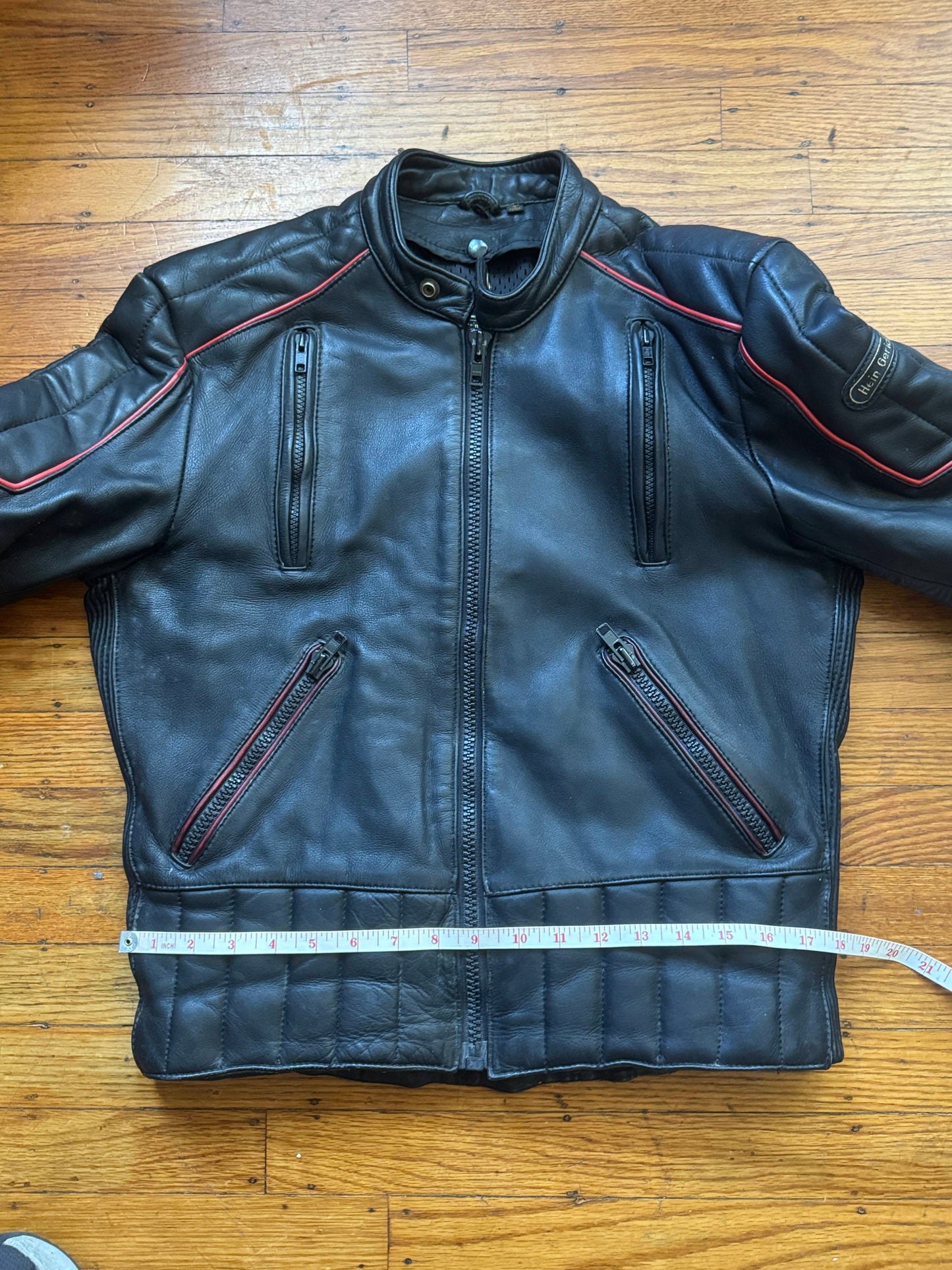 Men's Vintage Black Leather Motorcycle Jacket, M/ 40