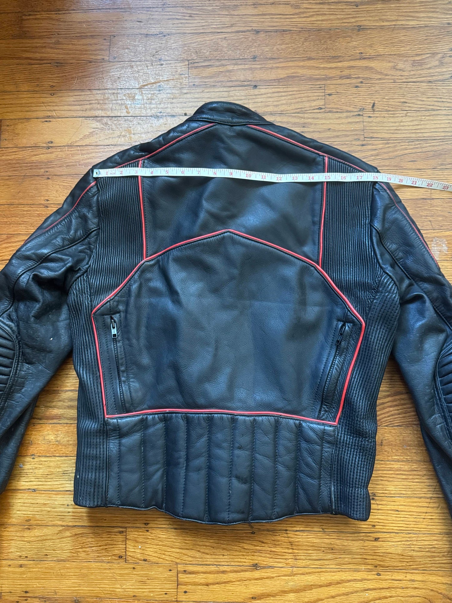 Men's Vintage Black Leather Motorcycle Jacket, M/ 40