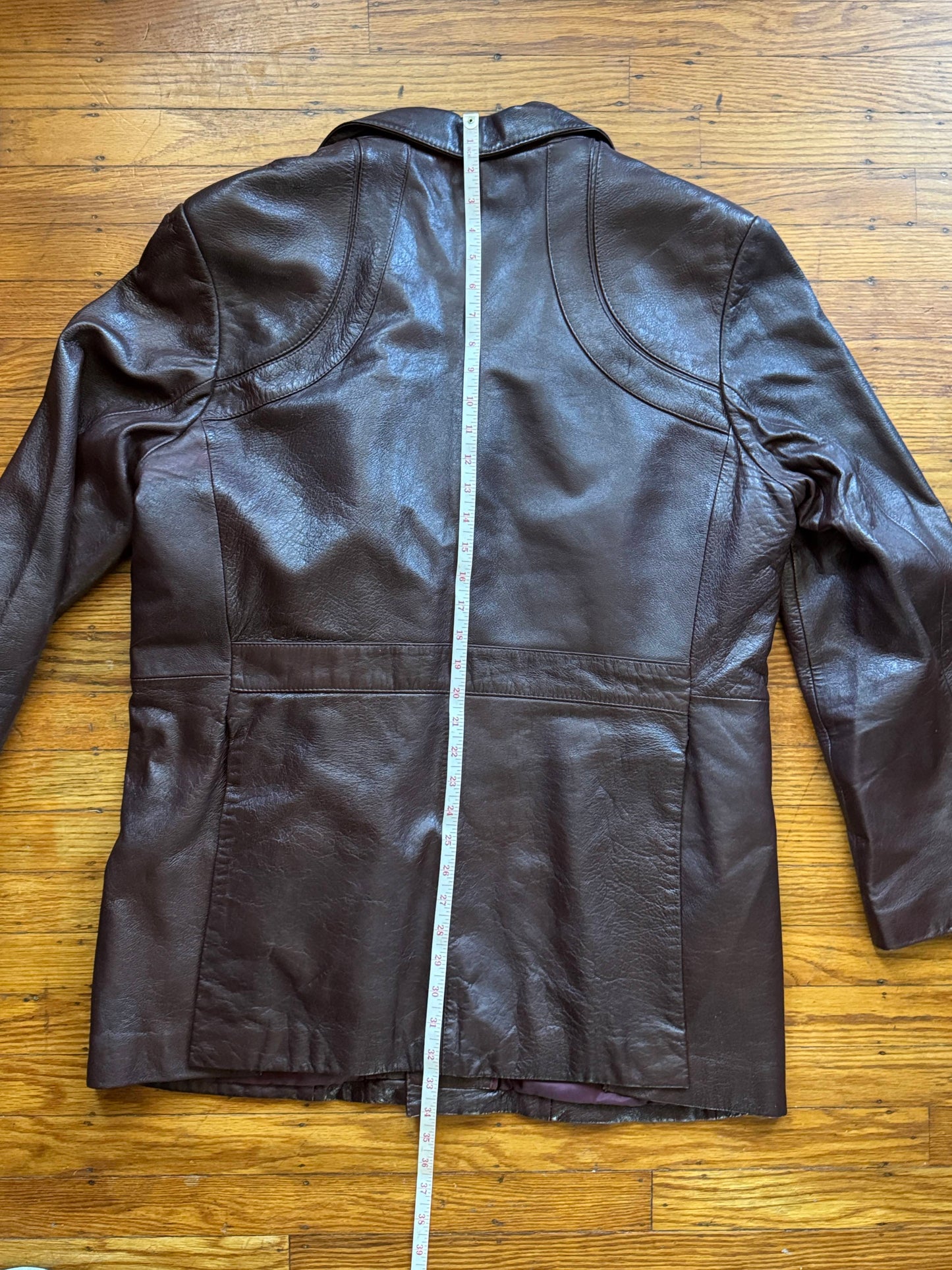 Men's 1970's Dark Brown Vintage Leather Jacket, L 42