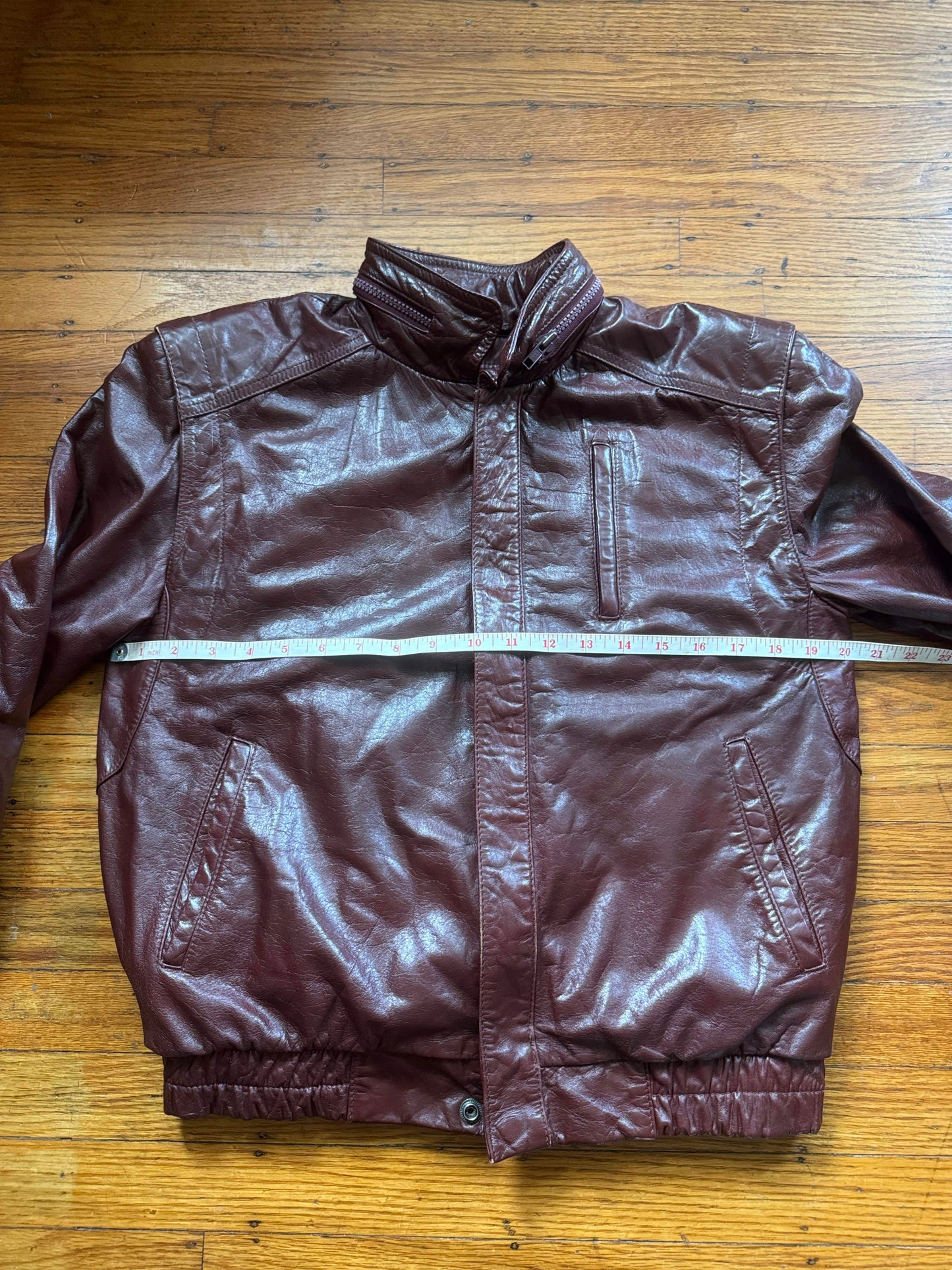 Men's (Unisex) 1970's Oxblood Vintage Leather Jacket, M 36