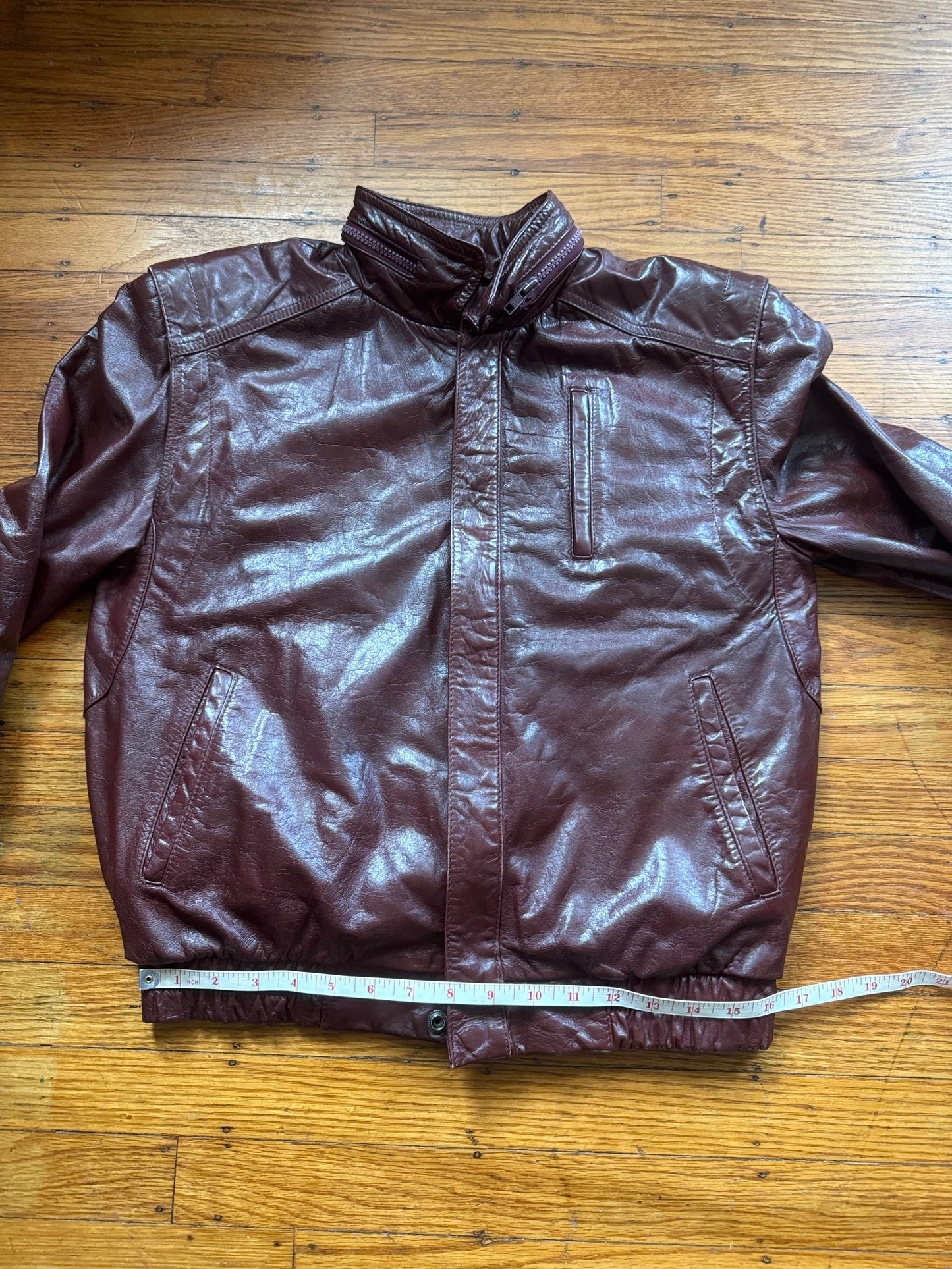Men's (Unisex) 1970's Oxblood Vintage Leather Jacket, M 36