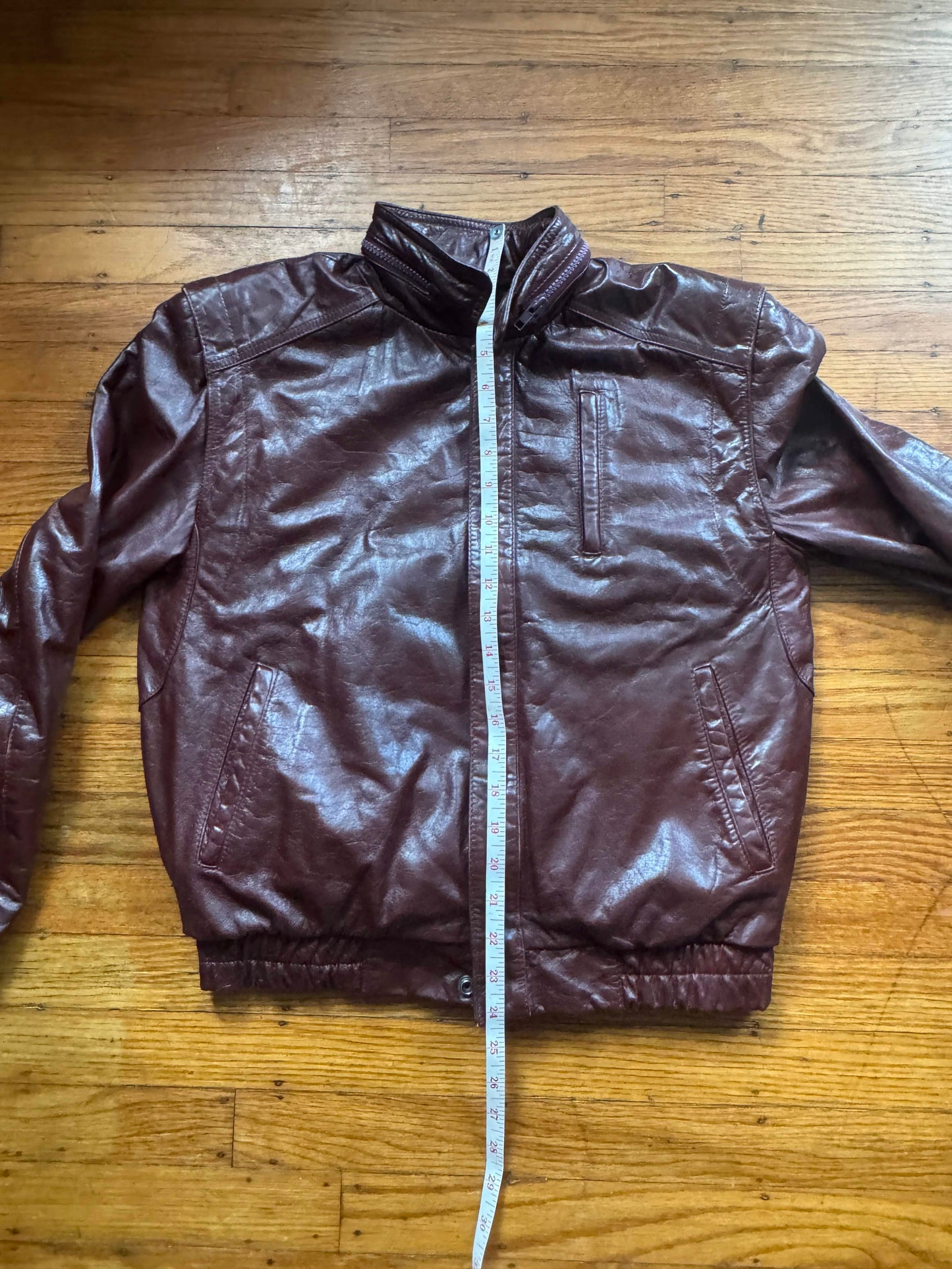 Men's (Unisex) 1970's Oxblood Vintage Leather Jacket, M 36