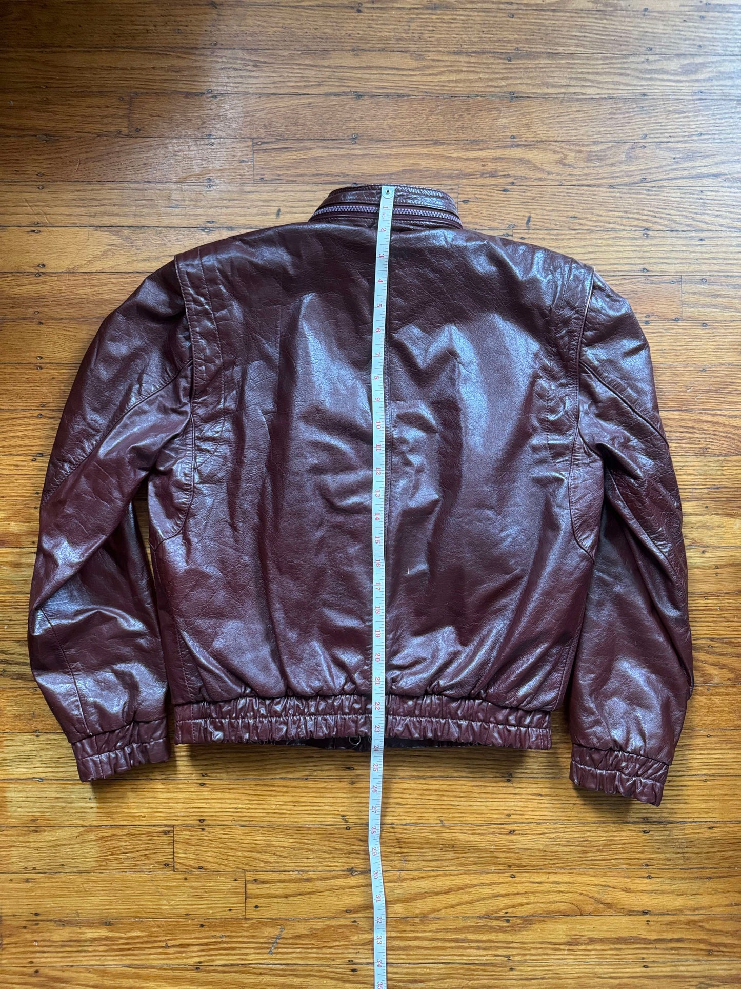 Men's (Unisex) 1970's Oxblood Vintage Leather Jacket, M 36