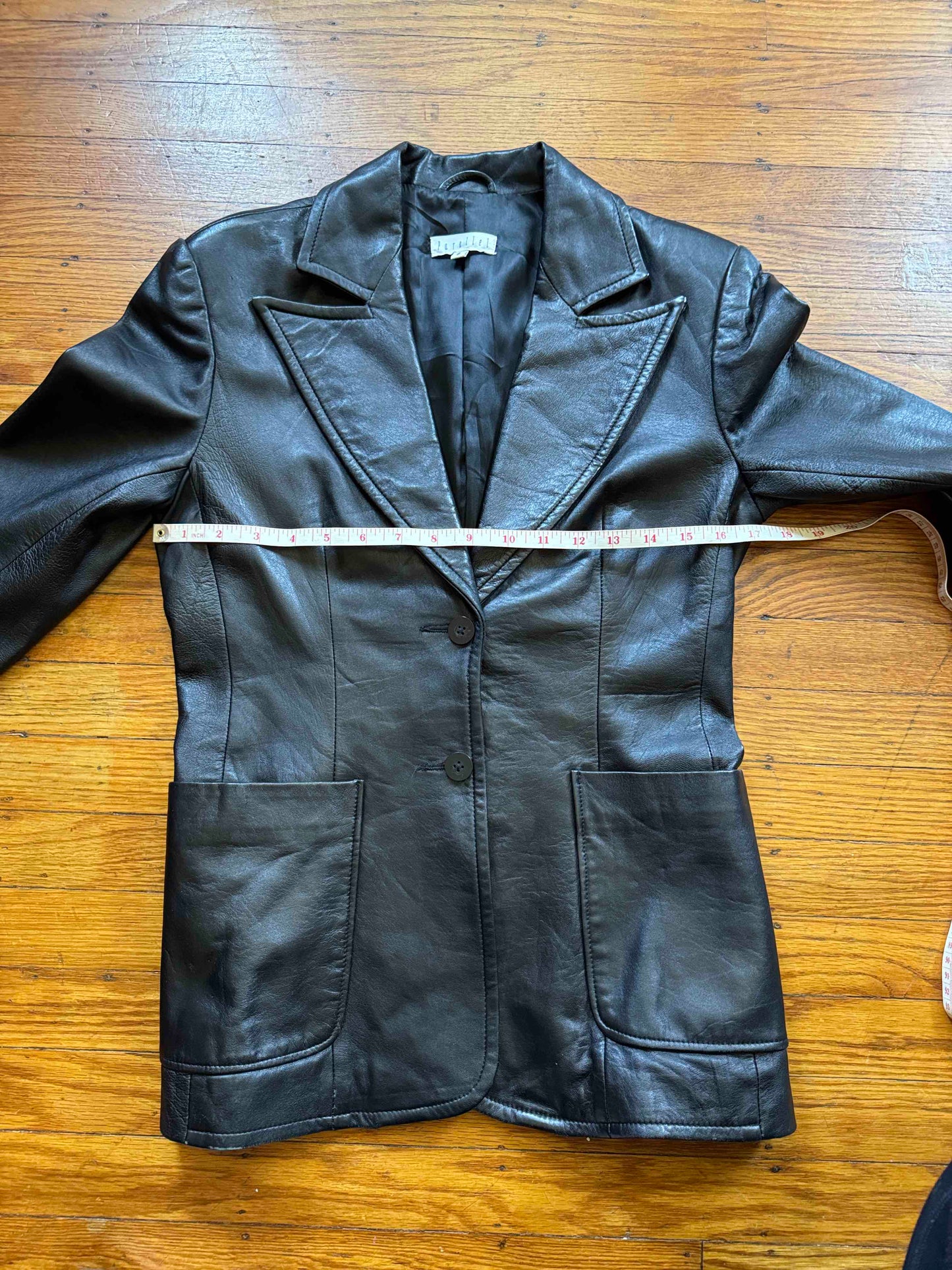 Black Leather Women's Blazer, Size M/ 6