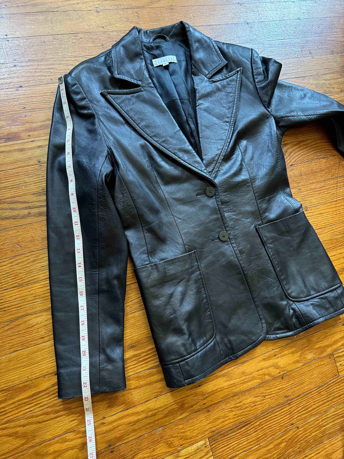 Black Leather Women's Blazer, Size M/ 6