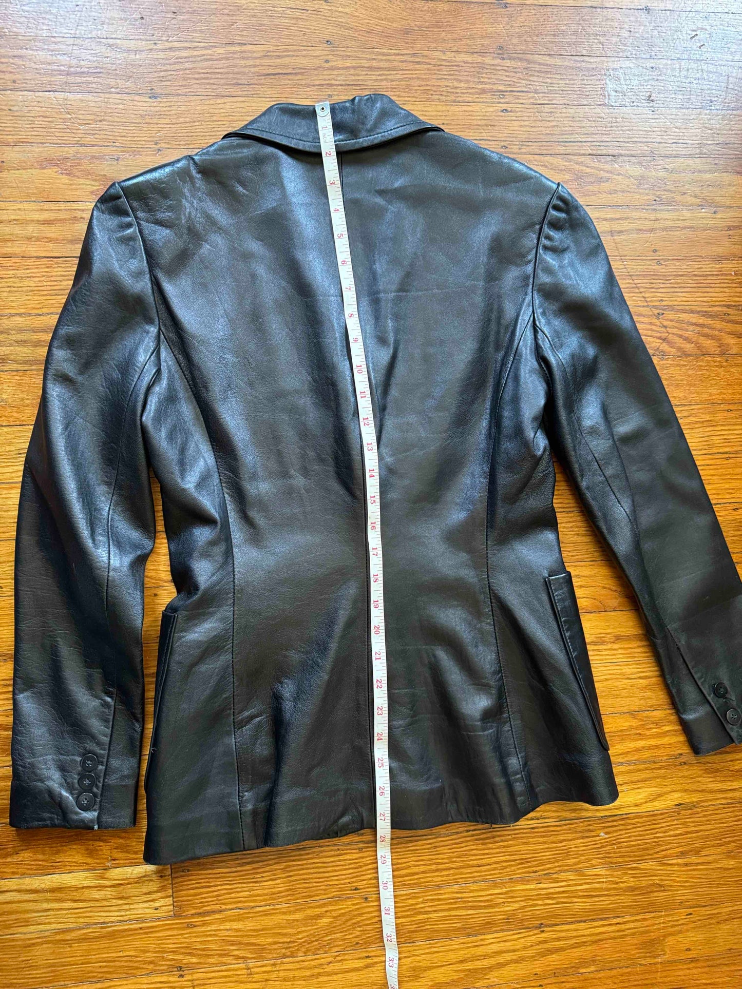 Black Leather Women's Blazer, Size M/ 6
