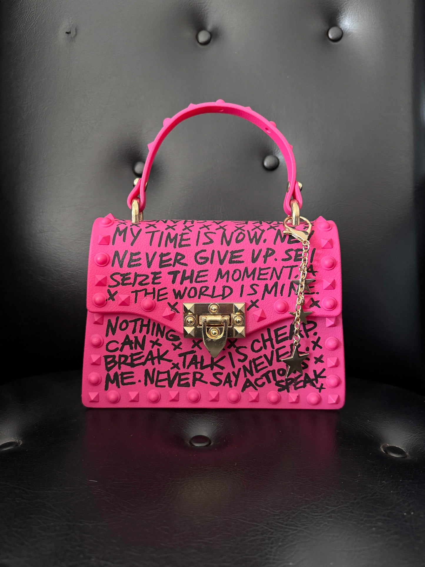 Hot Pink Empowering Statement *Vegan Jelly Purse