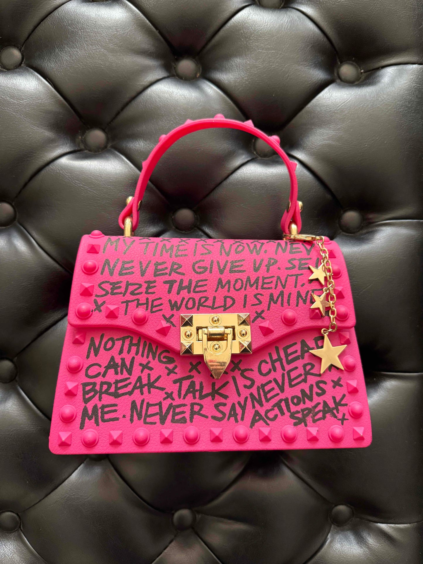 Hot Pink Empowering Statement *Vegan Jelly Purse