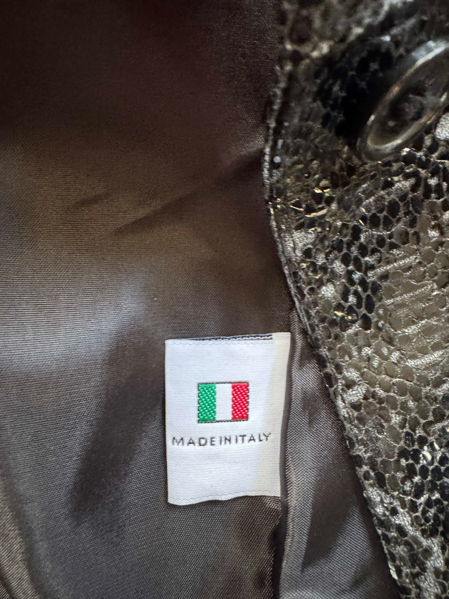 Men's Leather Snakeskin-look Blazer Jacket, Medium