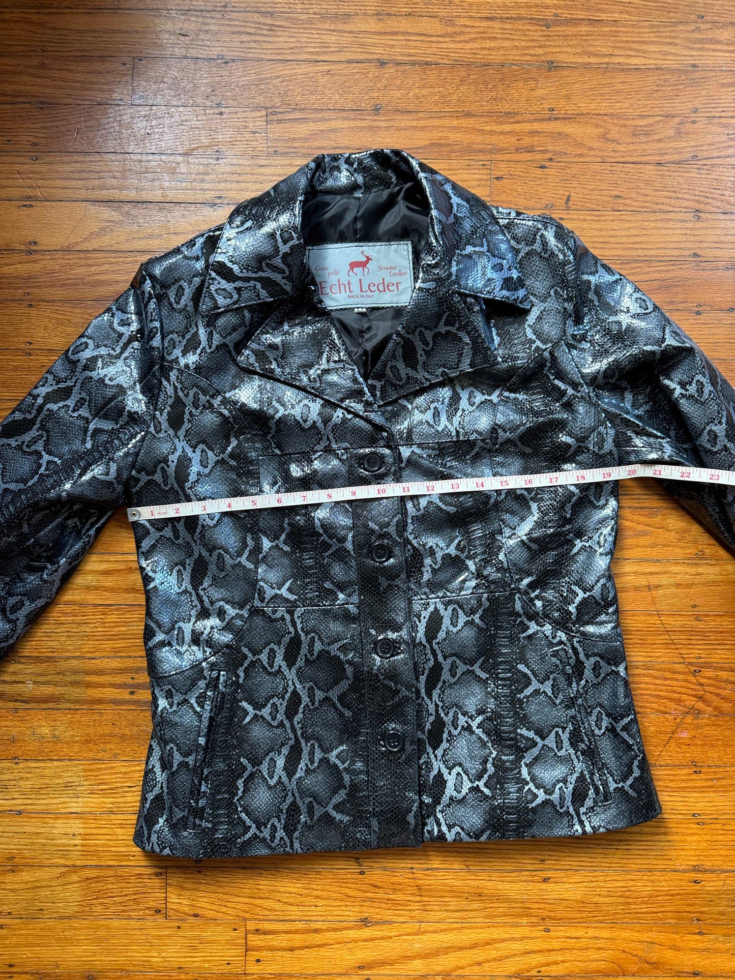 Men's Leather Snakeskin-look Blazer Jacket, Medium