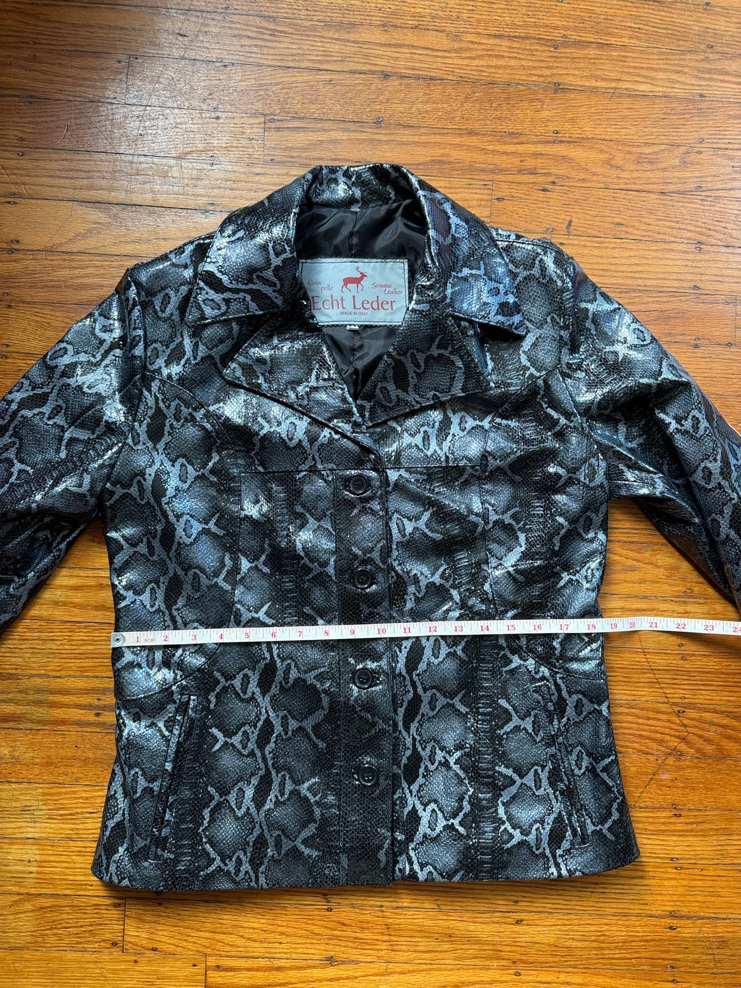 Men's Leather Snakeskin-look Blazer Jacket, Medium