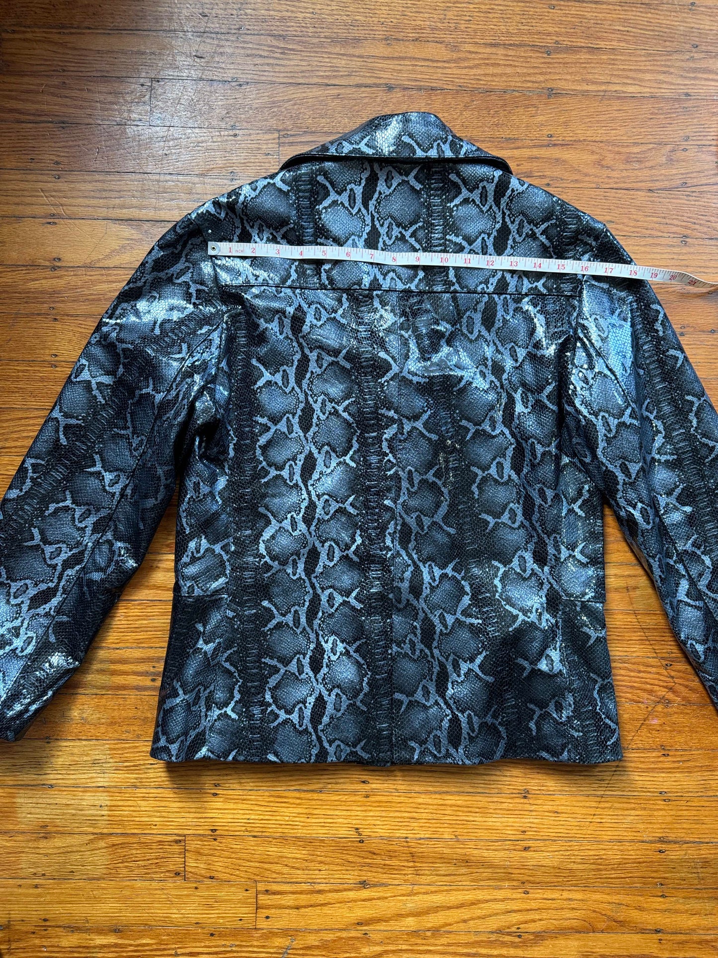 Men's Leather Snakeskin-look Blazer Jacket, Medium