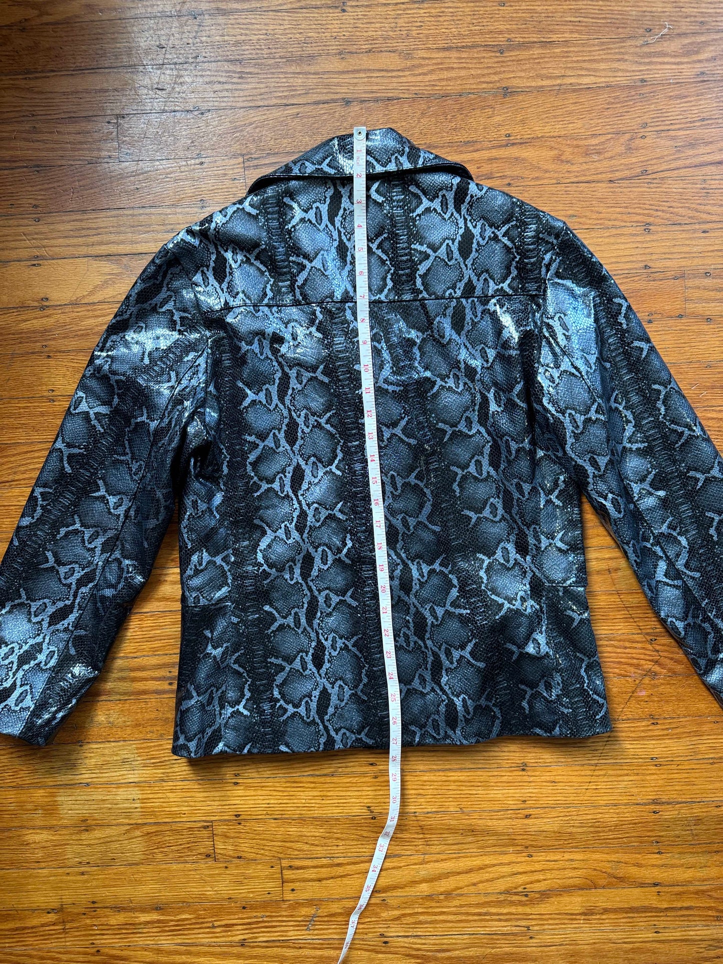 Men's Leather Snakeskin-look Blazer Jacket, Medium