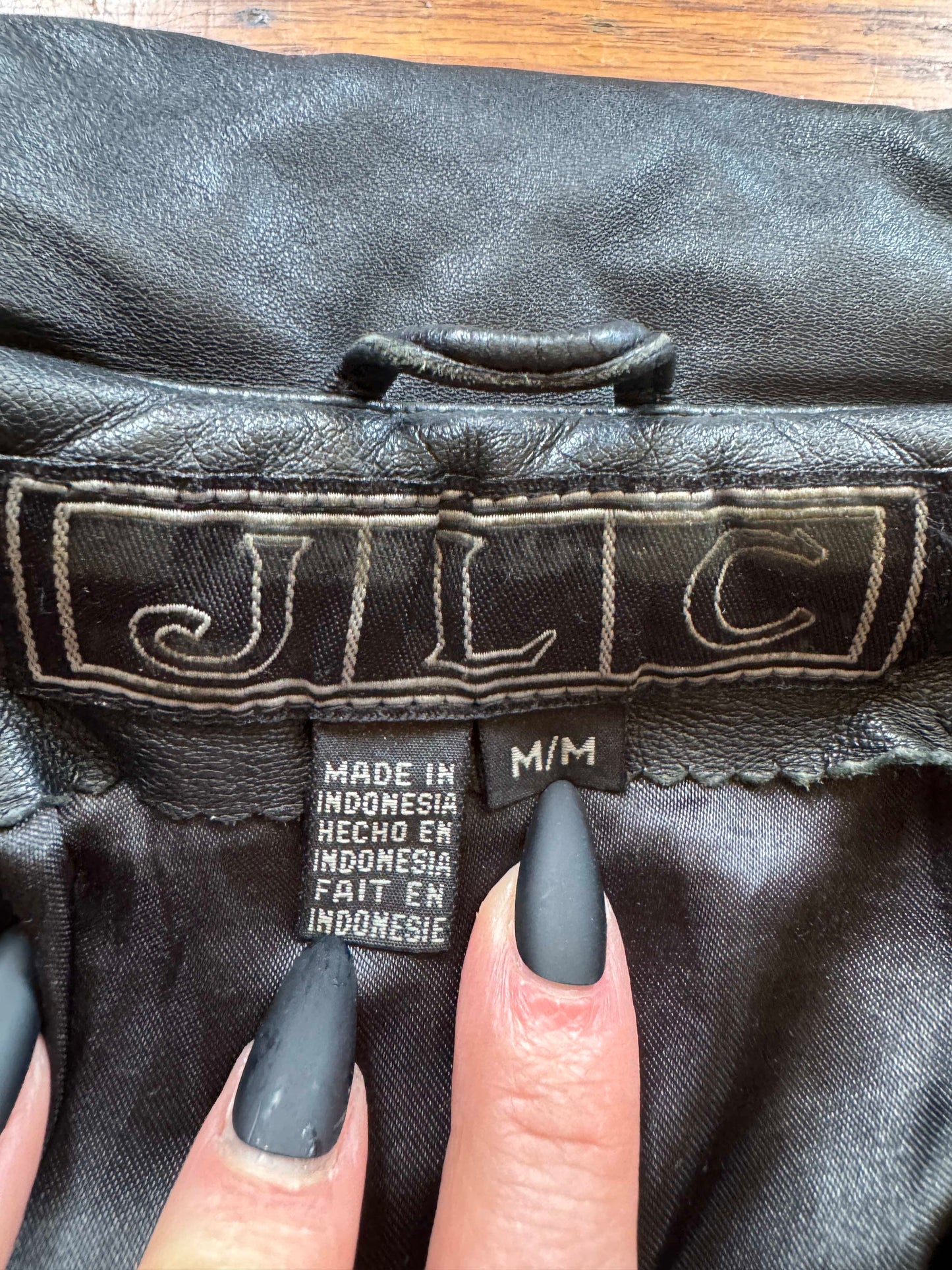 Black Leather Women's Y2K Vintage Trench, Size M