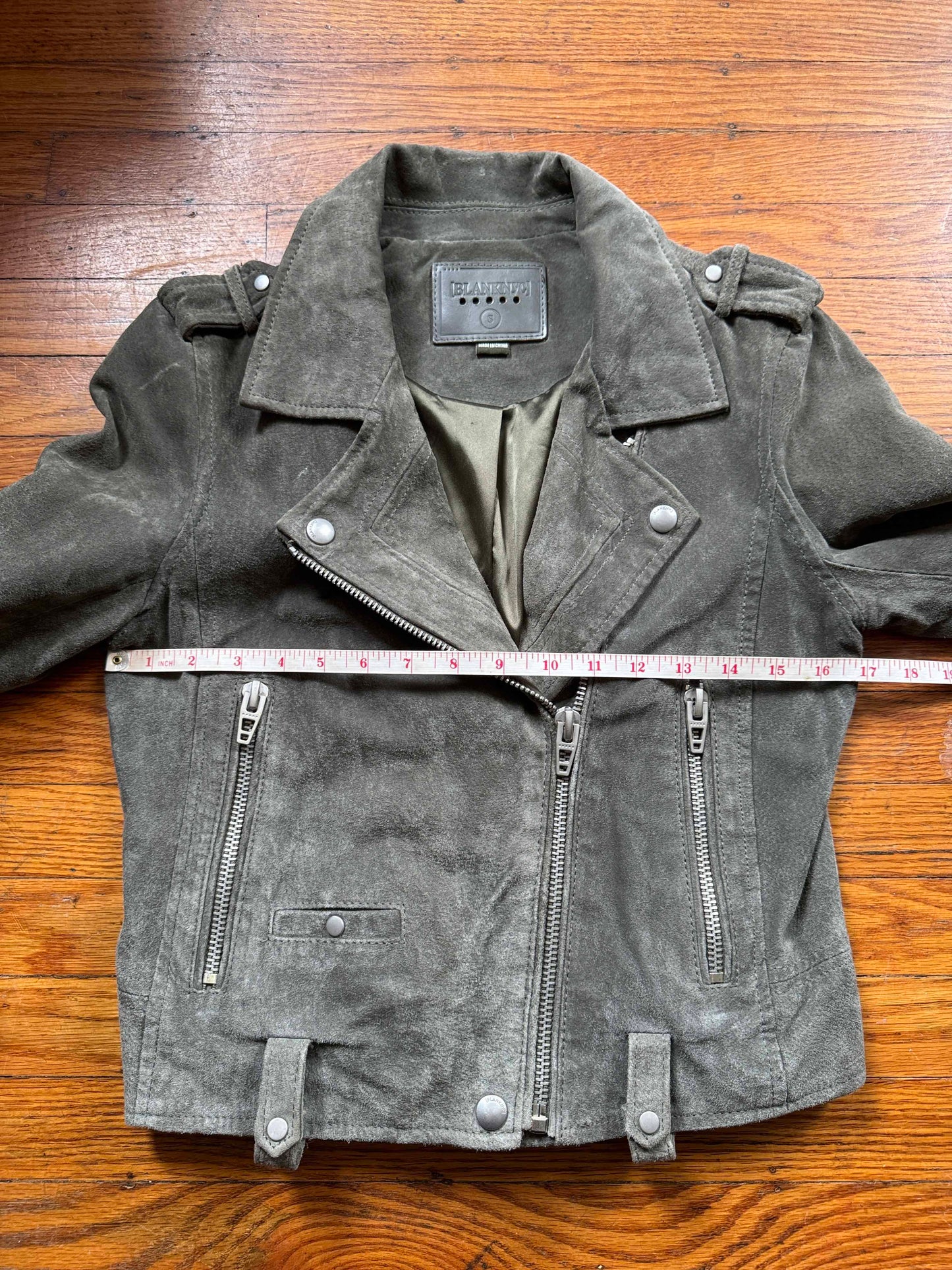 Green Suede Women's Motorcycle Jacket, Size S