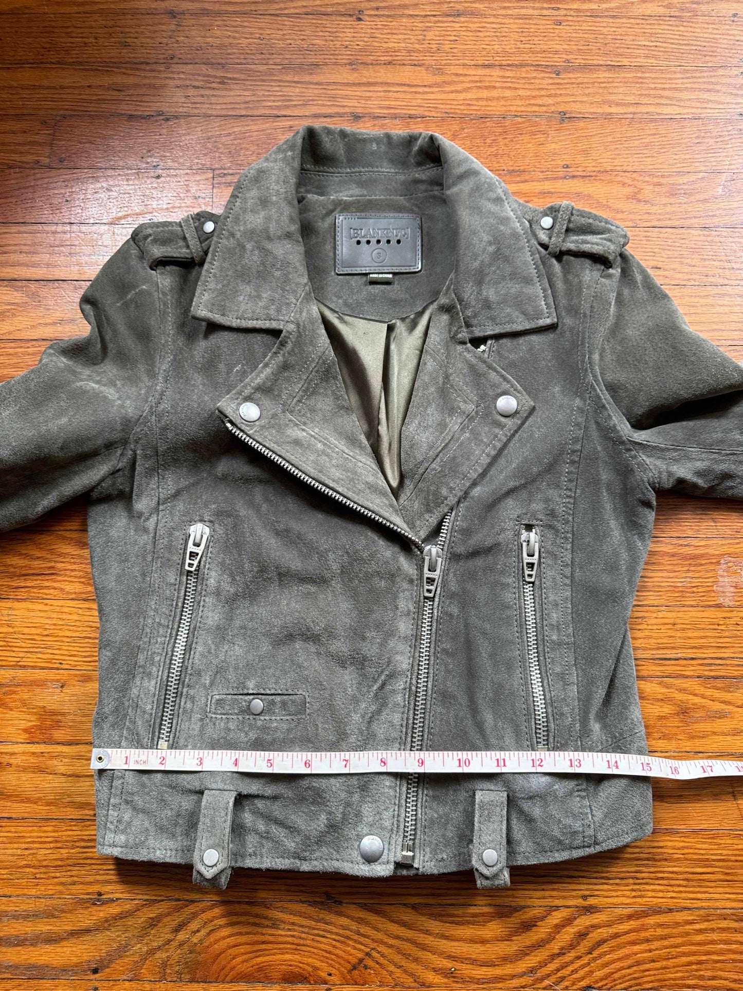 Green Suede Women's Motorcycle Jacket, Size S