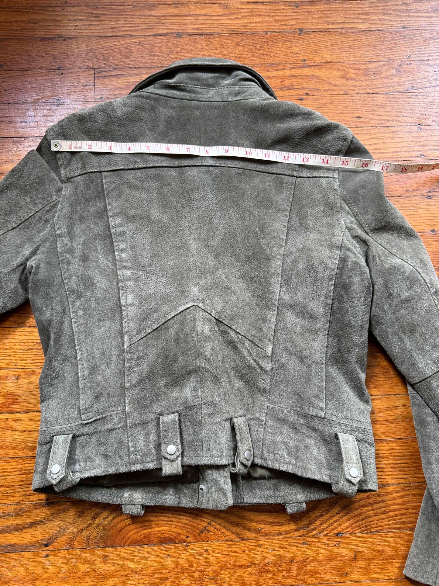 Green Suede Women's Motorcycle Jacket, Size S