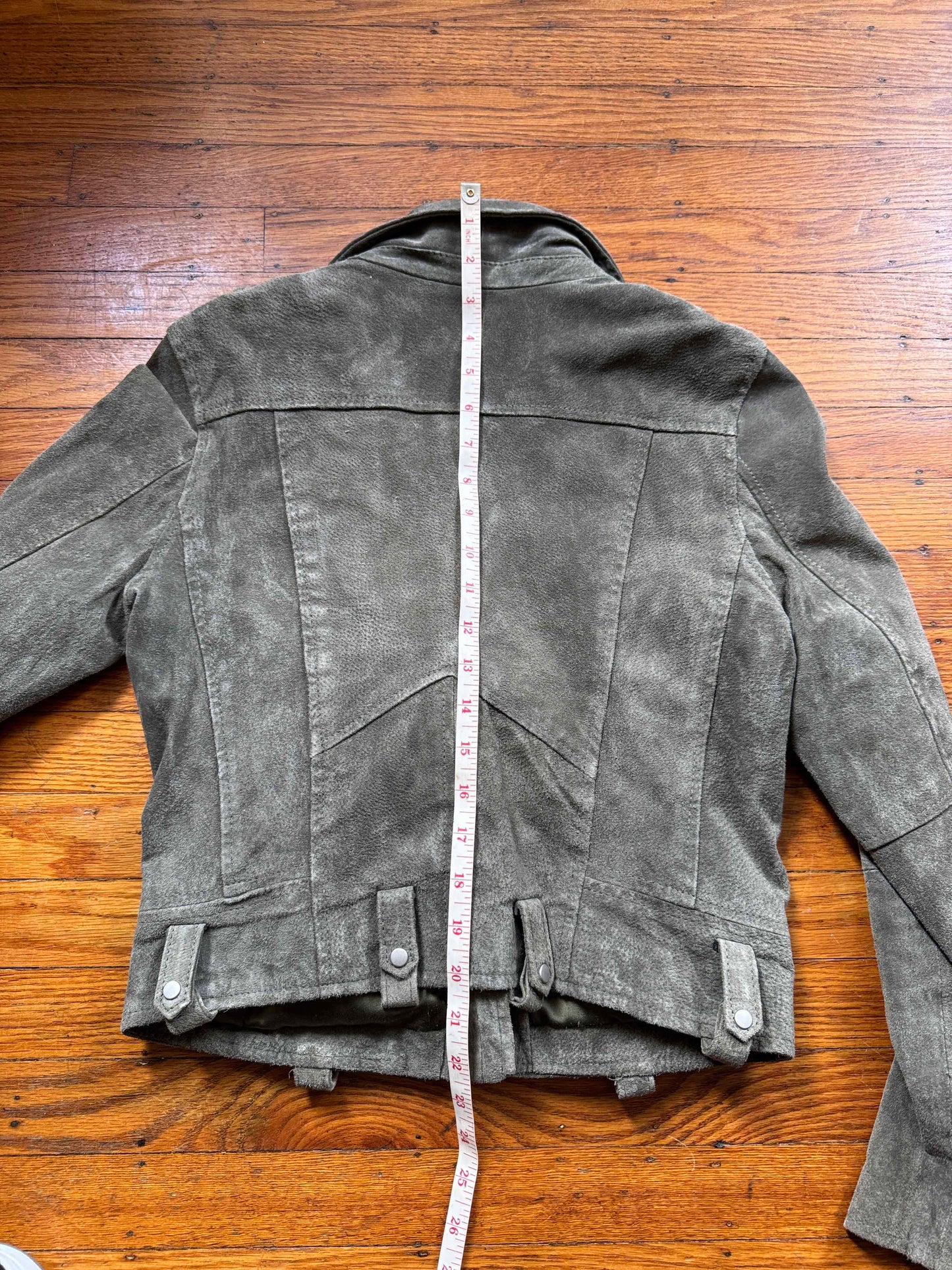 Green Suede Women's Motorcycle Jacket, Size S