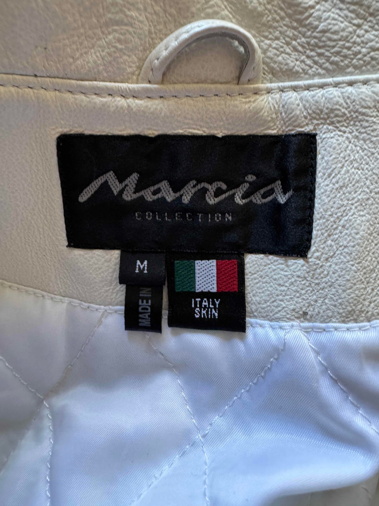 White Leather Women's Jacket, Size M