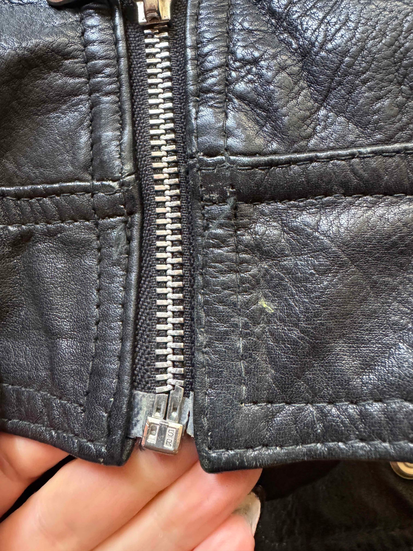 Women's Leather Cafe Racer Motorcycle Jacket, Large