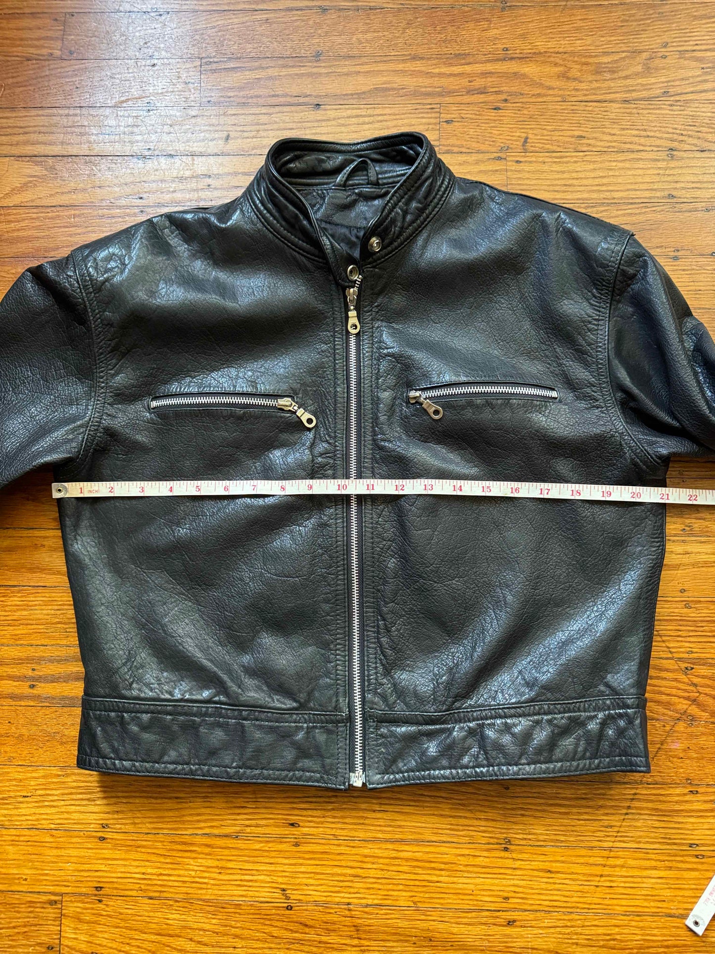 Women's Leather Cafe Racer Motorcycle Jacket, Large
